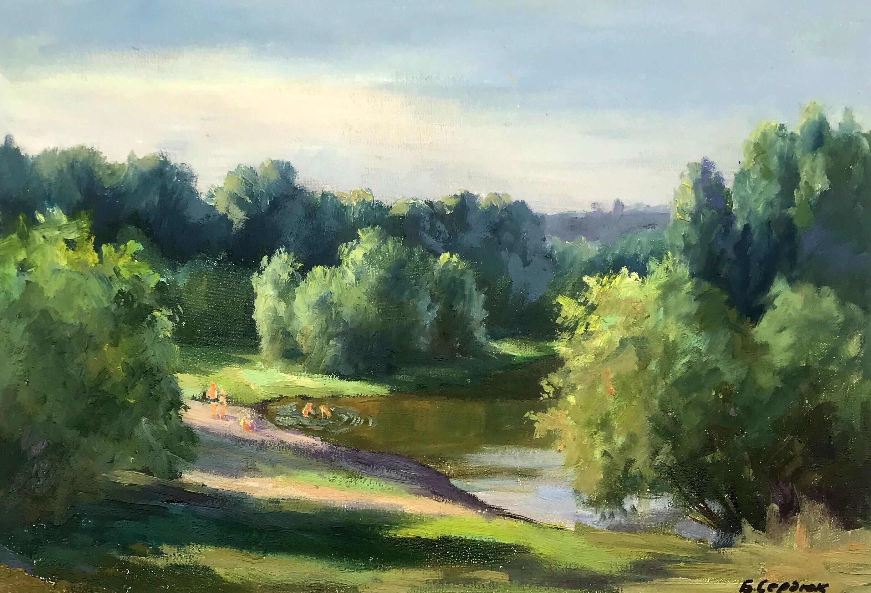 Pintura al óleo Descanso de verano Boris Serdyuk 23x34cm