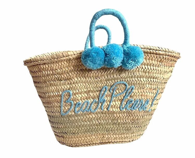 "Beach Please" Straw Tote - Hot Pink Statement Beach Bag