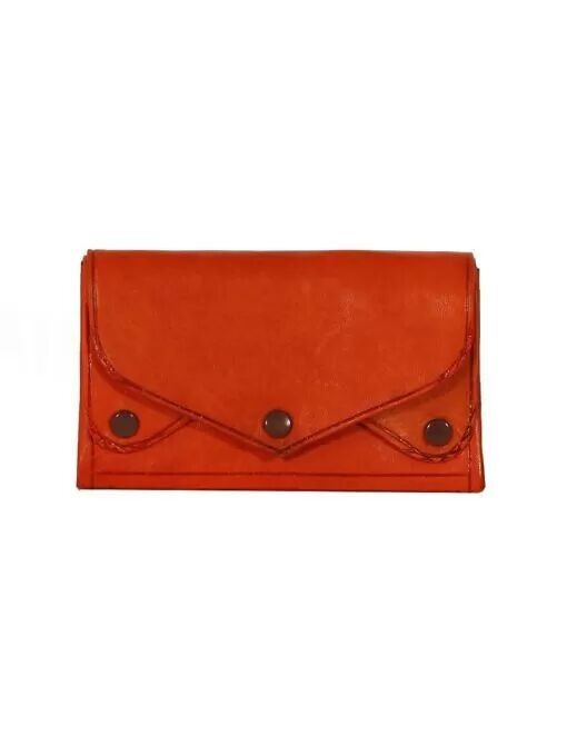 Bolso de mano de piel de oveja suave O1 - Bolso de noche de piel naranja