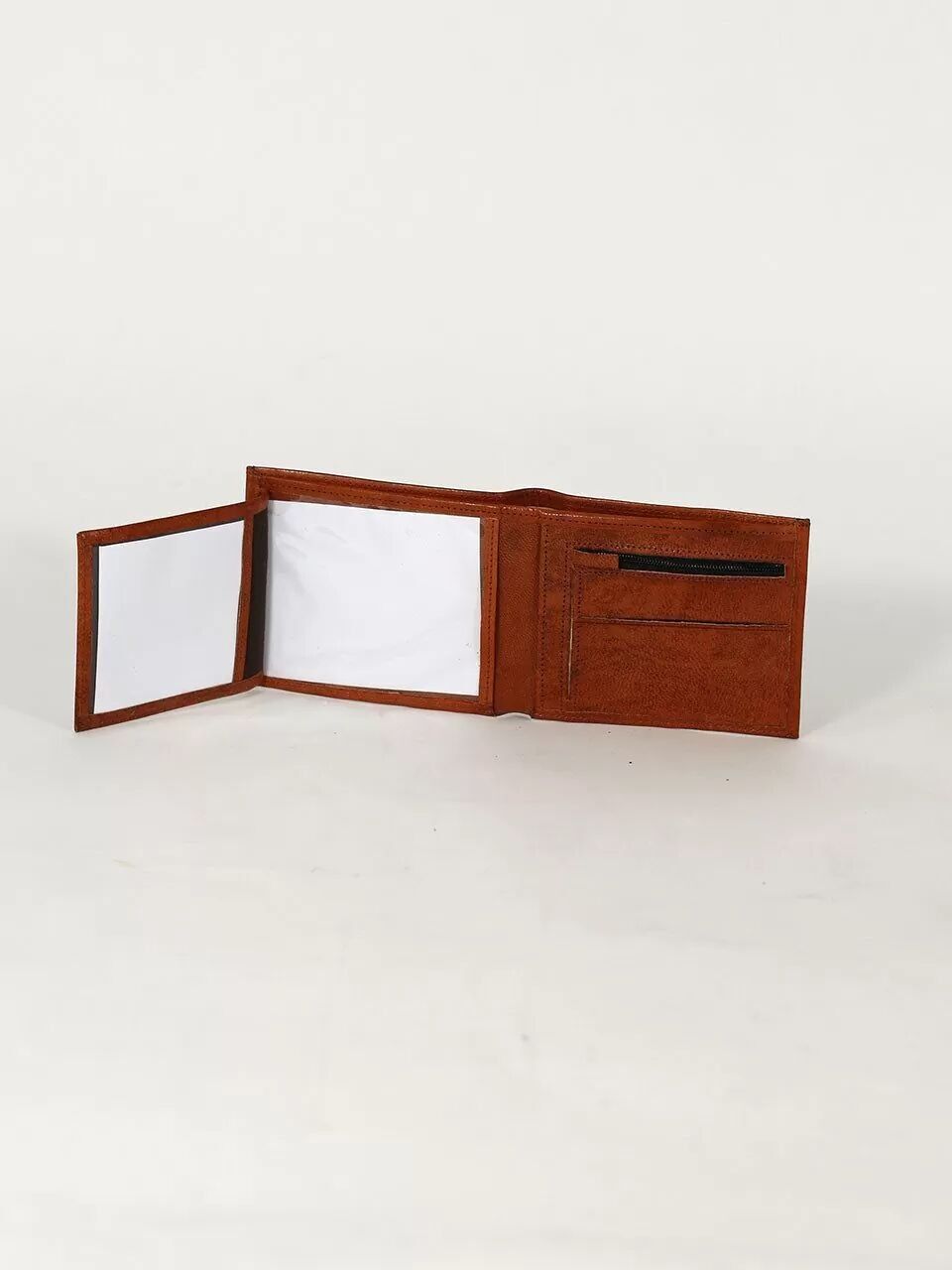 Cartera de piel de oveja color avellana claro M1 - Doble pliegue de curtido vegetal