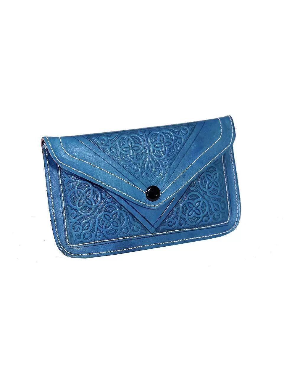 Cartera de piel de oveja con estampado floral en relieve - Cartera de pulsera de lujo