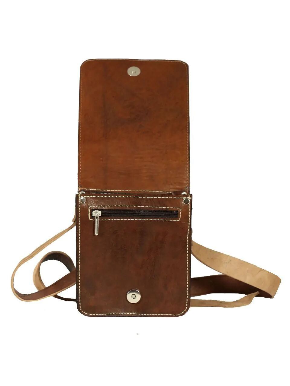 Sac pratique en cuir souple - Sac bandoulière artisanal en cuir tanné naturel