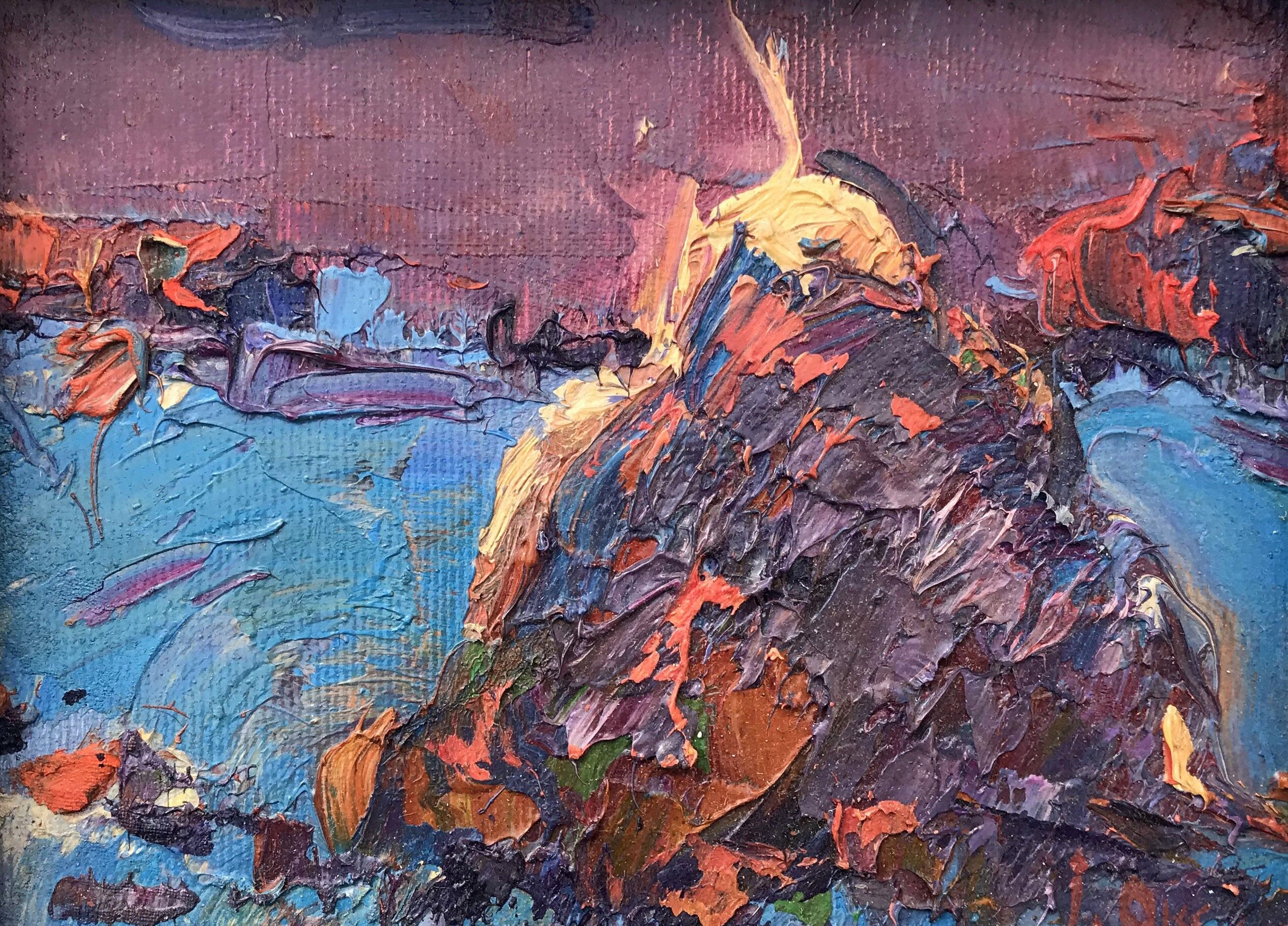 Pintura al óleo Noche de invierno Oksana Ivanyuk 12x16cm