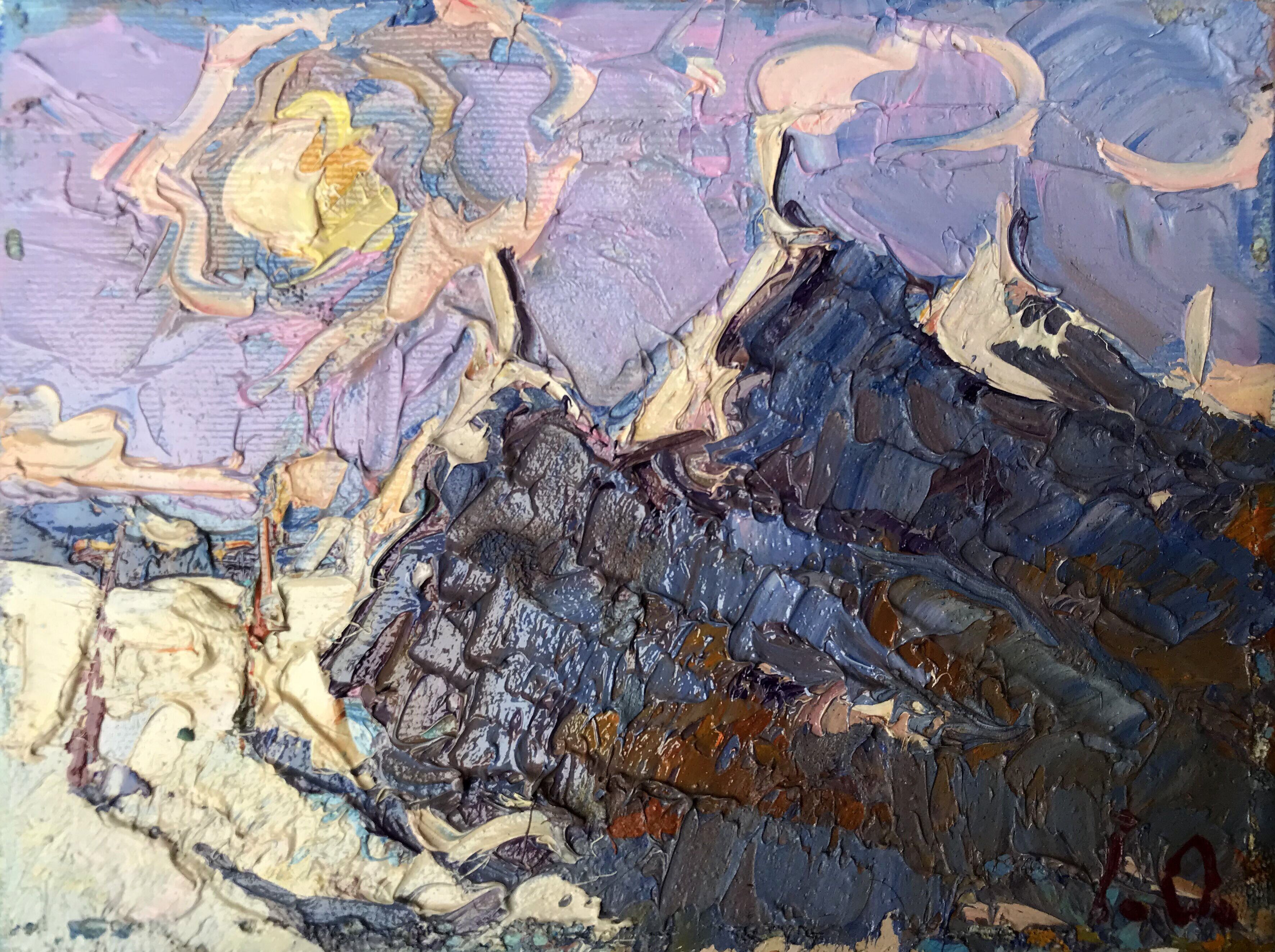 Pintura al óleo Mes noche Oksana Ivanyuk 15x20cm