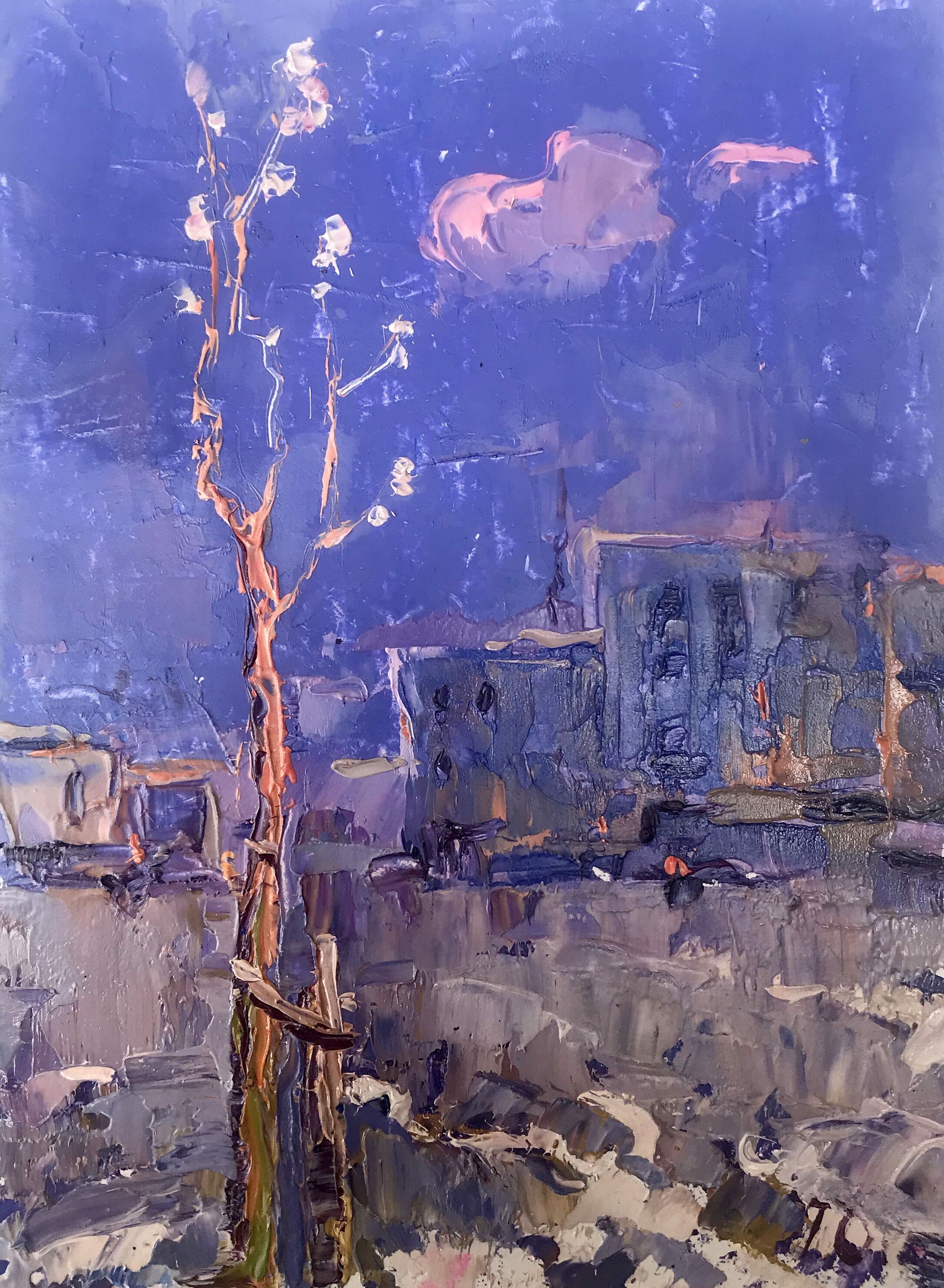 Pintura al óleo Primavera en la ciudad Oleksiy Ivanyuk 20x15cm