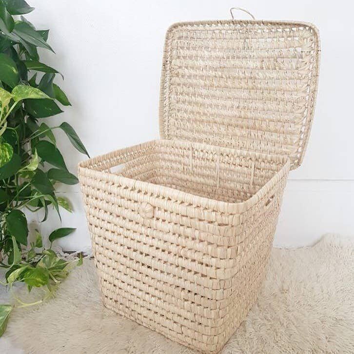 Square Palm Leaf Storage Basket