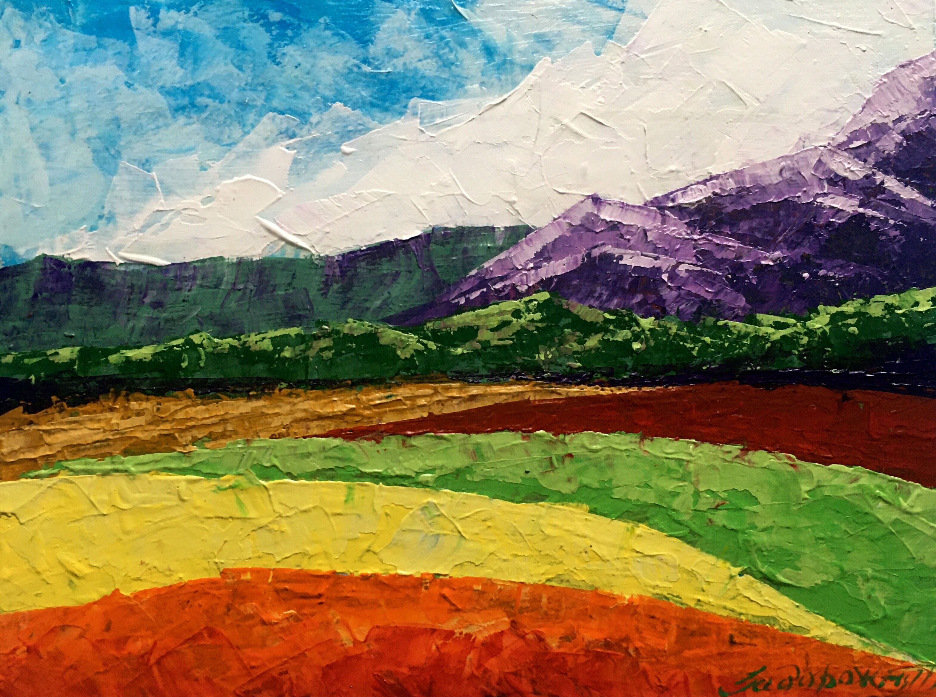 Ölgemälde Sommertag in den Bergen Zadorozhnya Vita 15x20cm