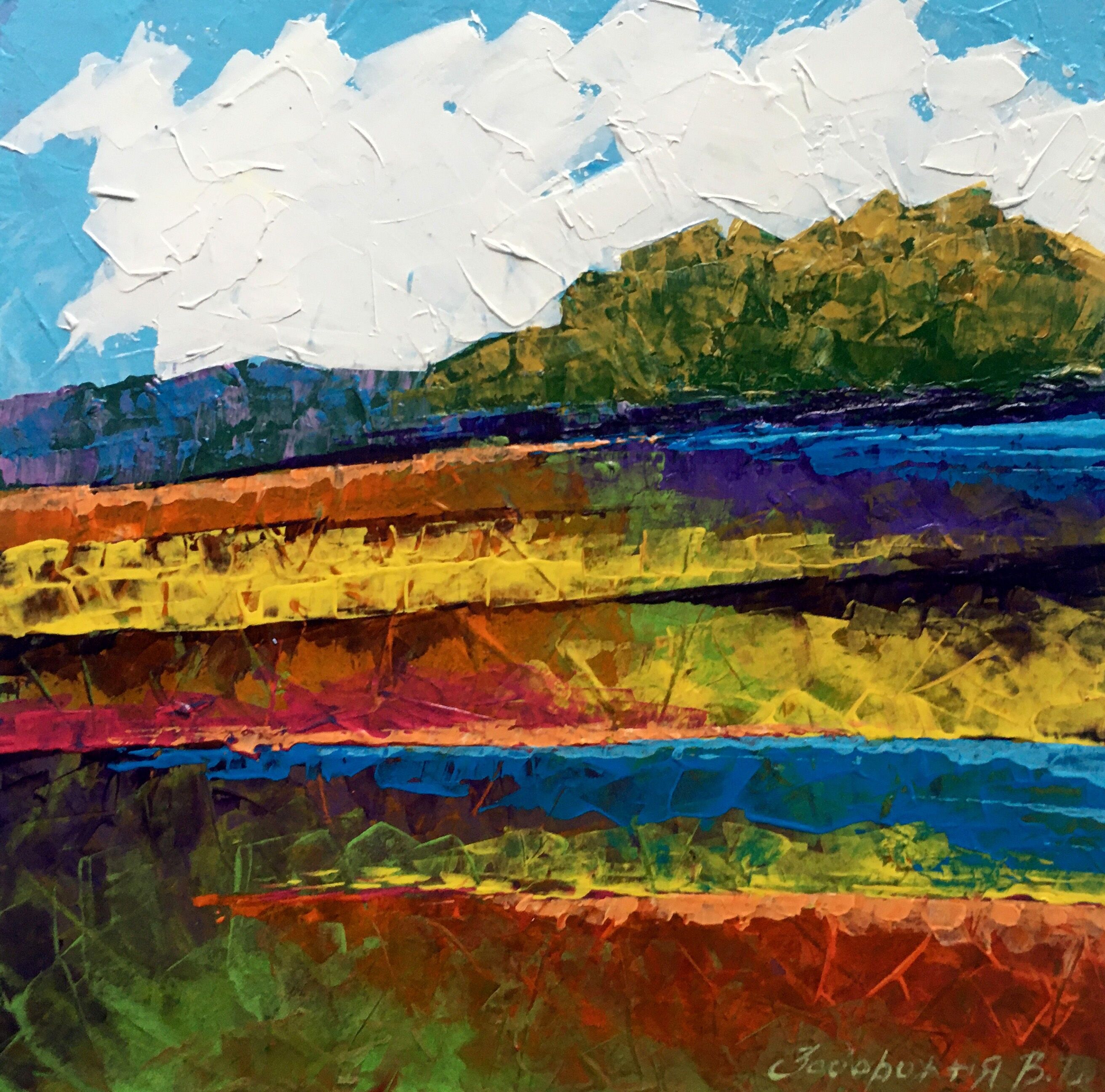 Ölgemälde „Der Herbst ist gekommen“ (Zadorozhnya Vita), 20 x 20 cm