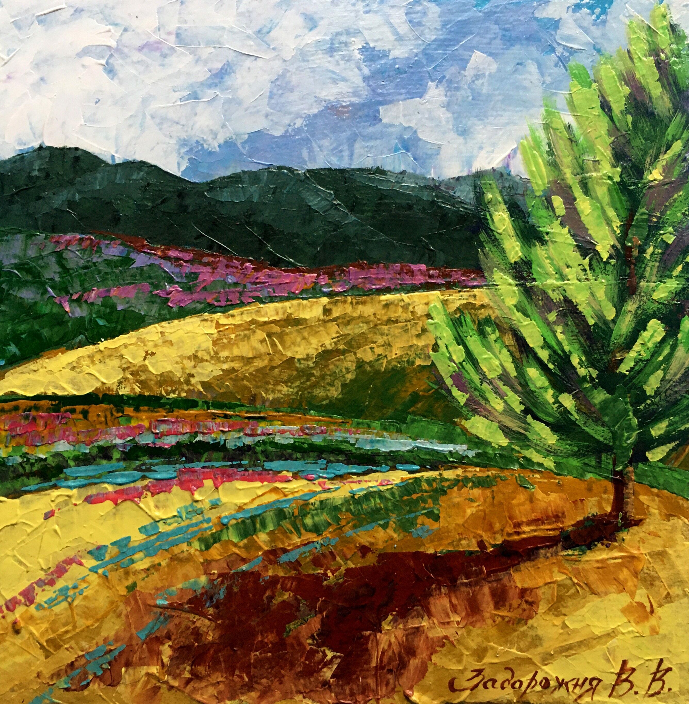 Ölgemälde Blühender Baum Zadorozhnya Vita 20x20cm