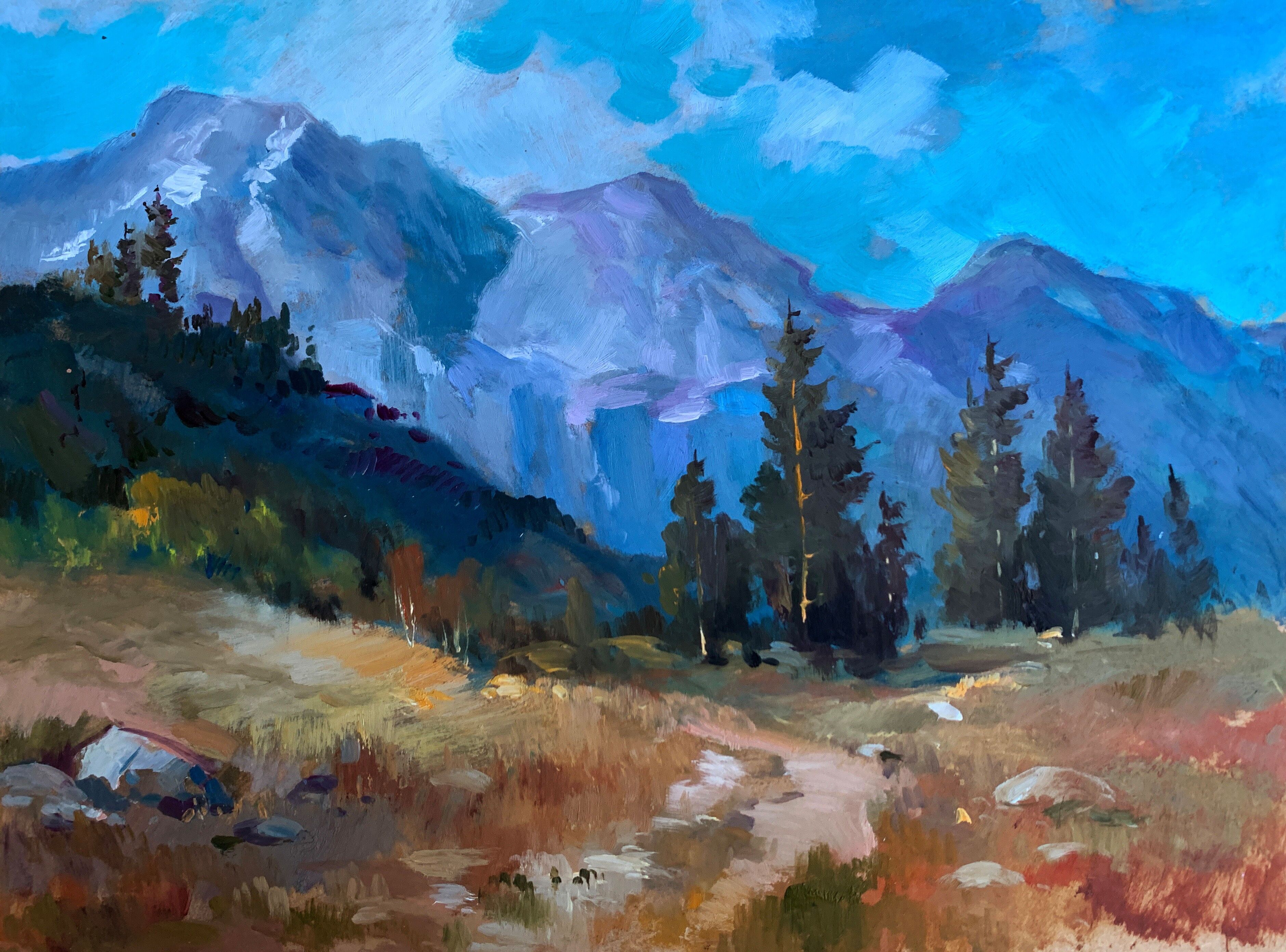 Pintura al óleo El camino que conduce a las montañas Yuriy Suprunchuk 30x40cm