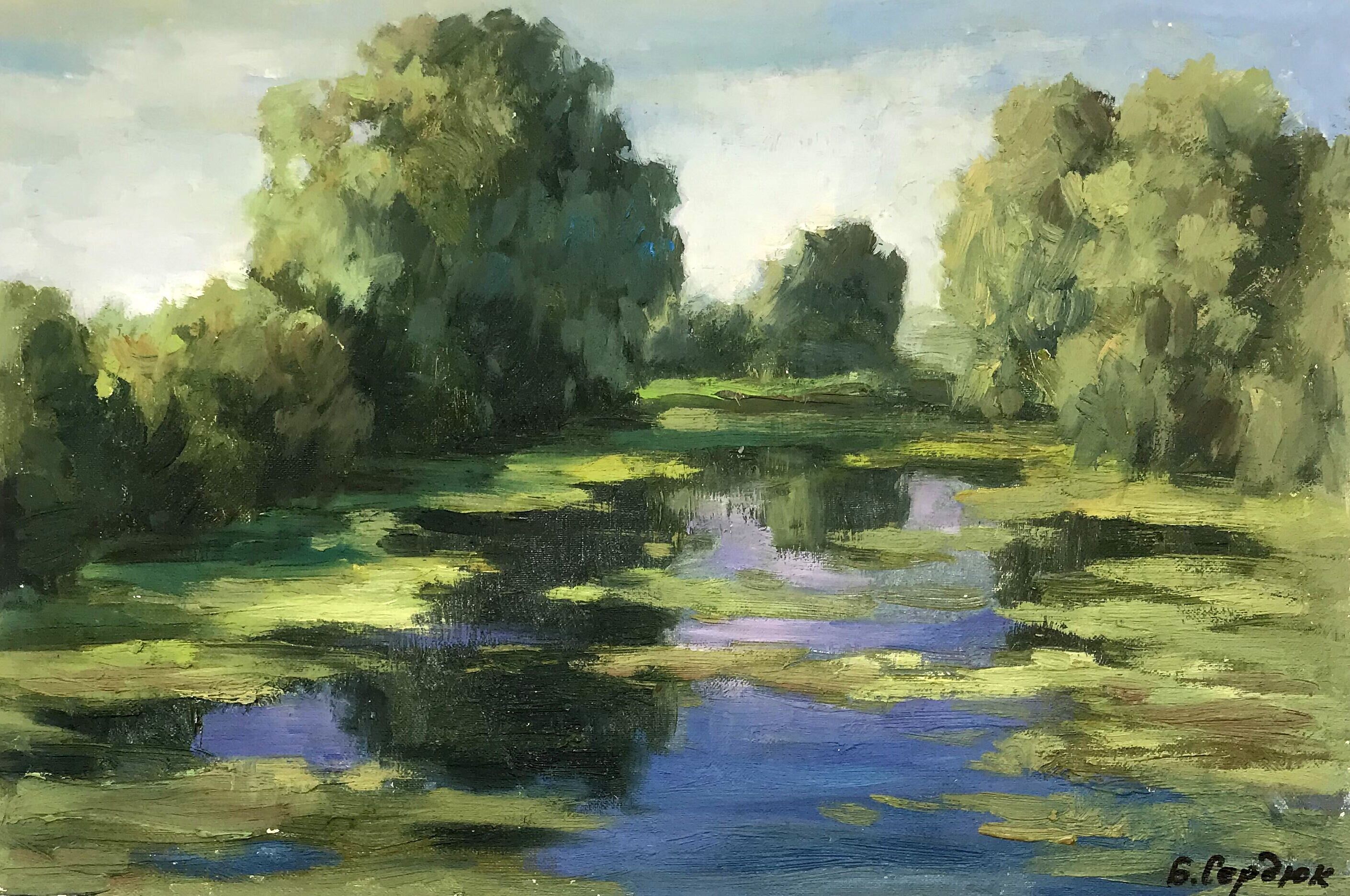 Pintura al óleo Descanso Boris Serdyuk 23x34cm