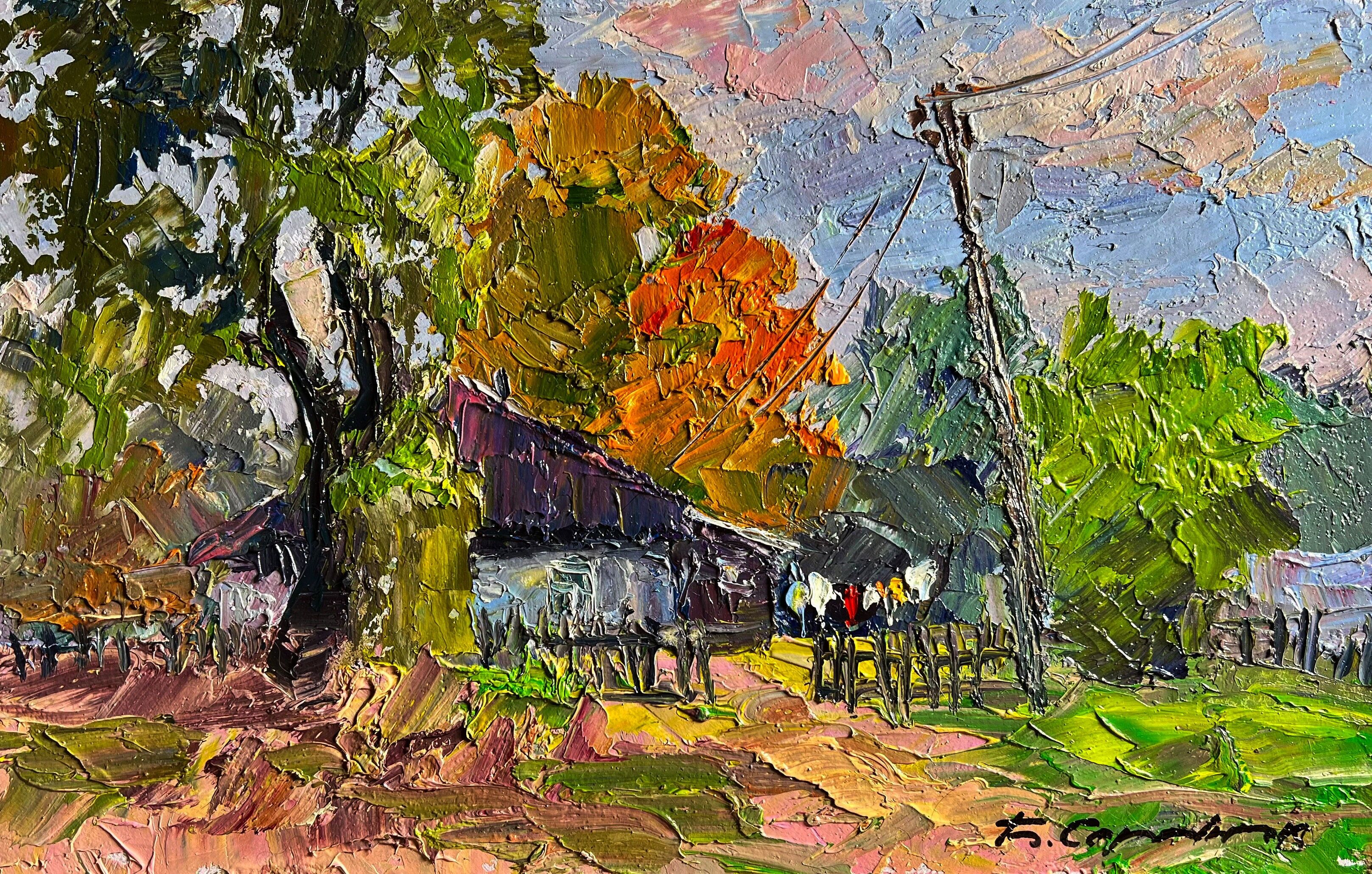 Pintura al óleo Día de septiembre Boris Serdyuk 19x30cm