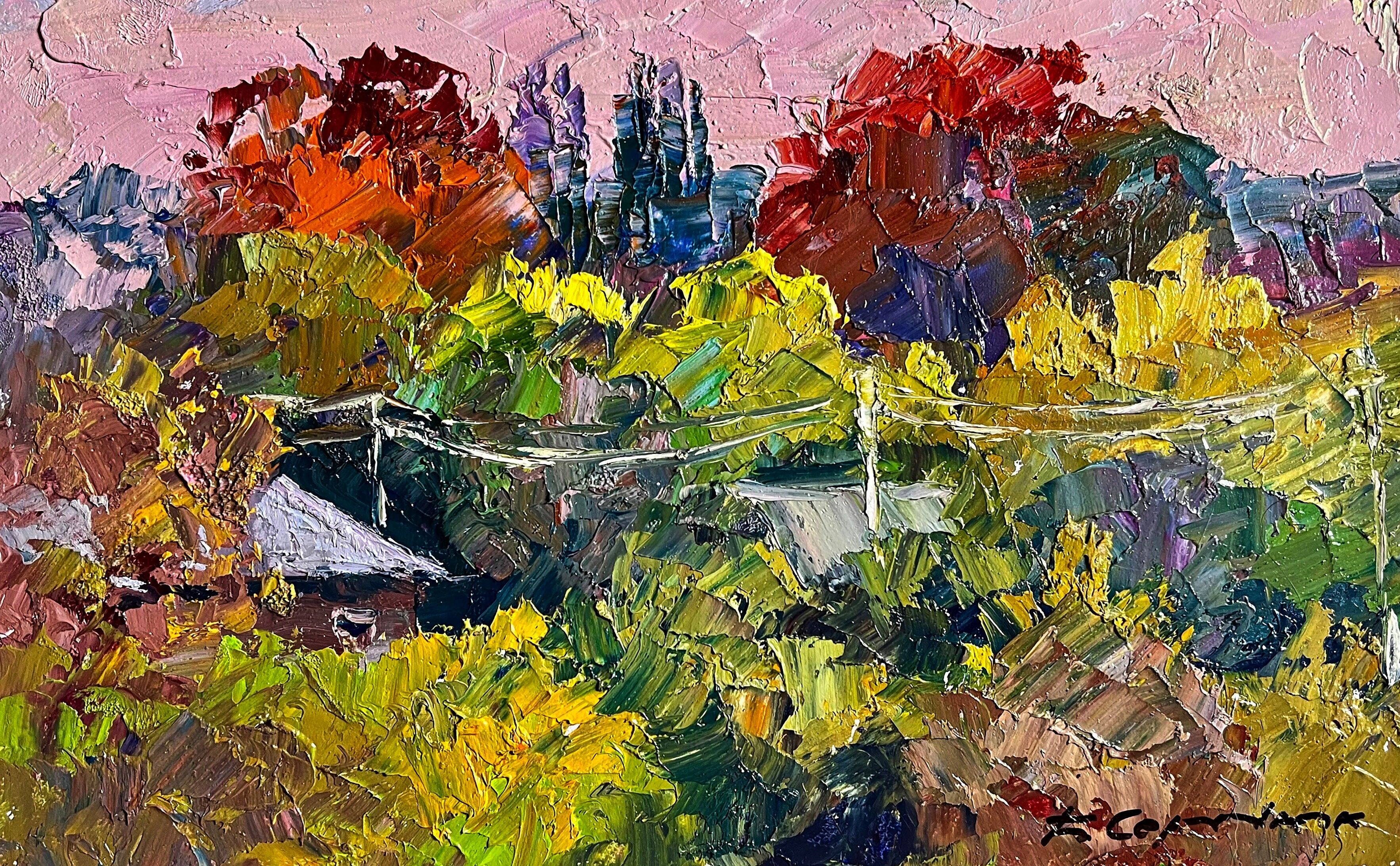 Pintura al óleo Otoño Carmesí Boris Serdyuk 19x30cm