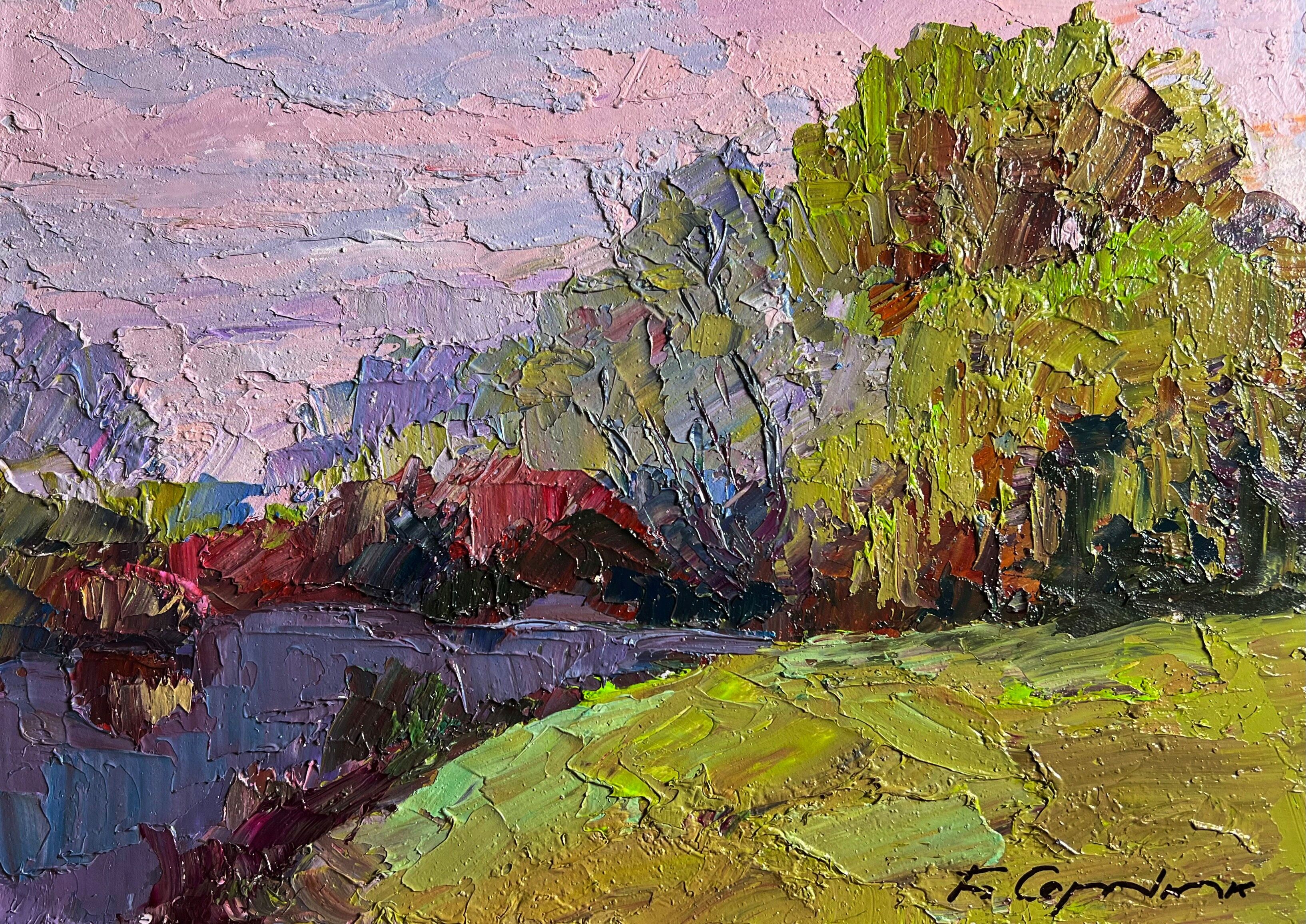 Pintura al óleo Día caluroso de agosto Boris Serdyuk 21x29cm