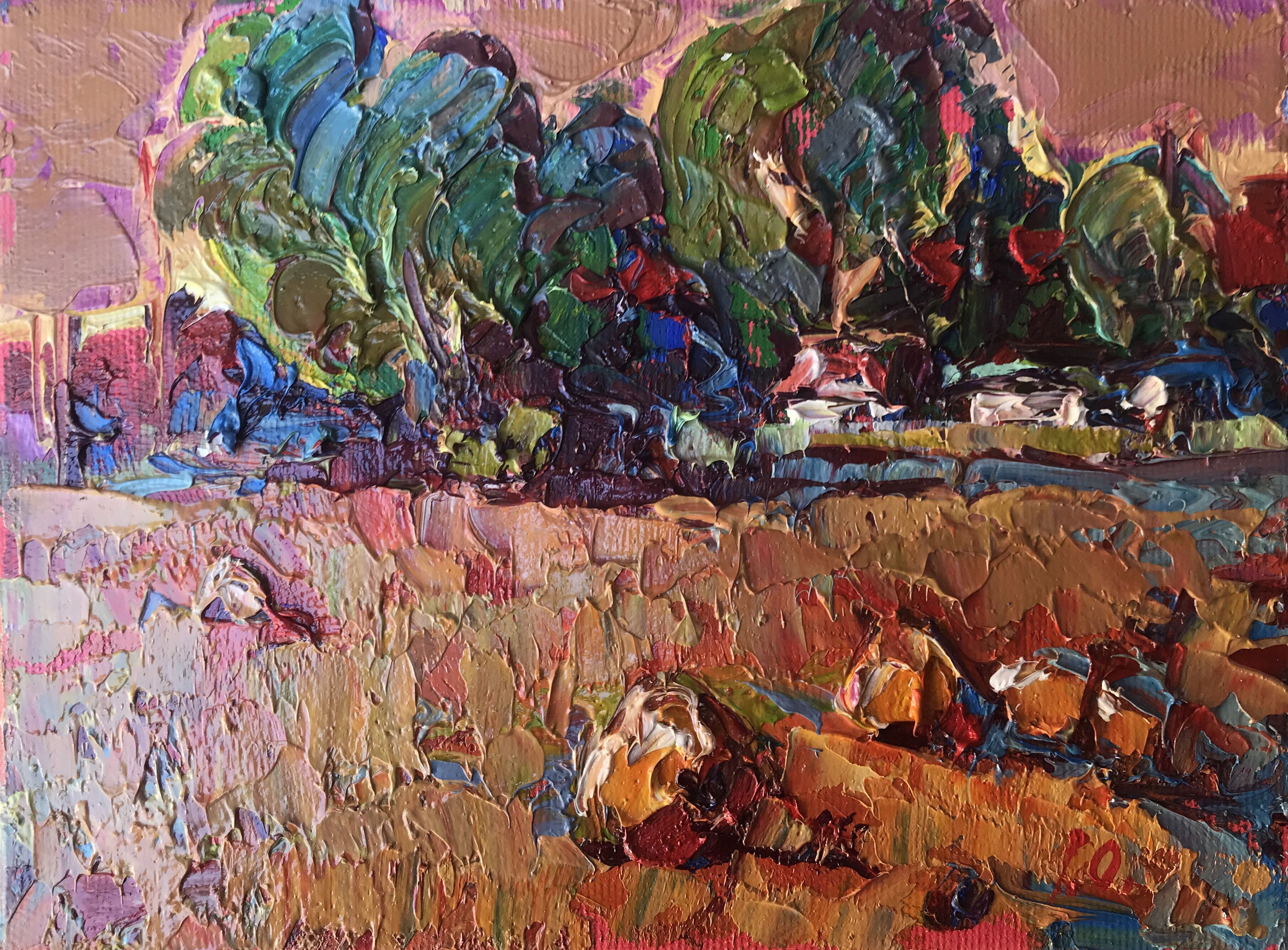 Pintura al óleo Día de otoño Oleksiy Ivanyuk 15x20cm