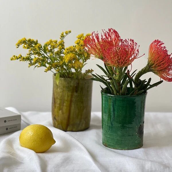 Jarrón Tamegroute 005 Verde - Jarrón de cerámica hecho a mano