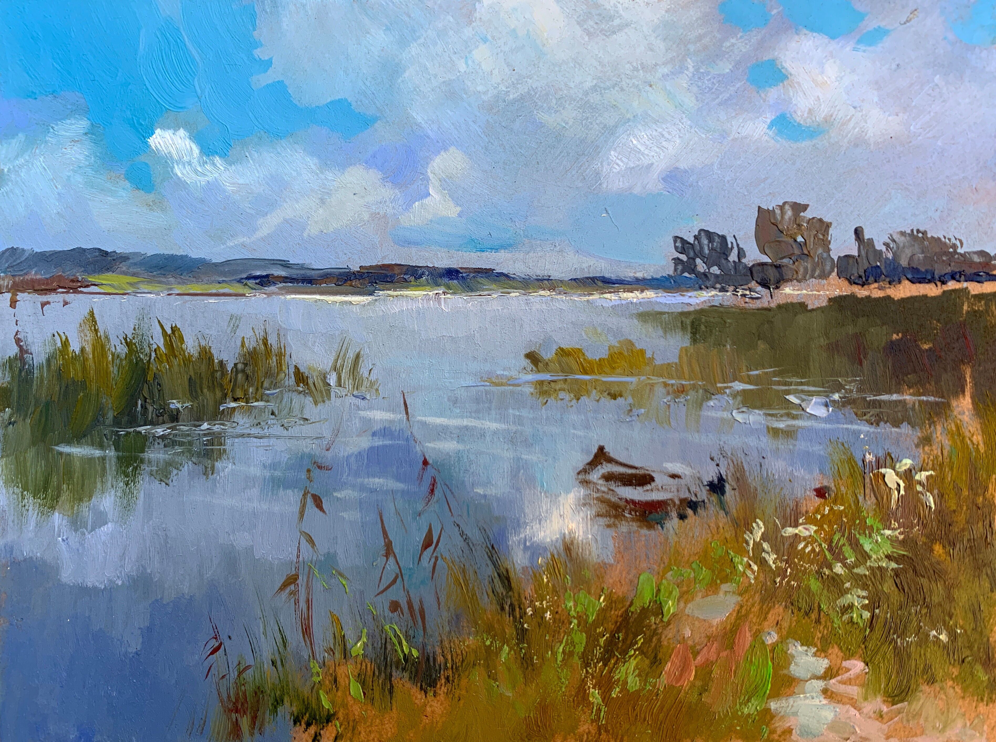 Pintura al óleo Disfrutando de la naturaleza Yuriy Suprunchuk 15x19cm