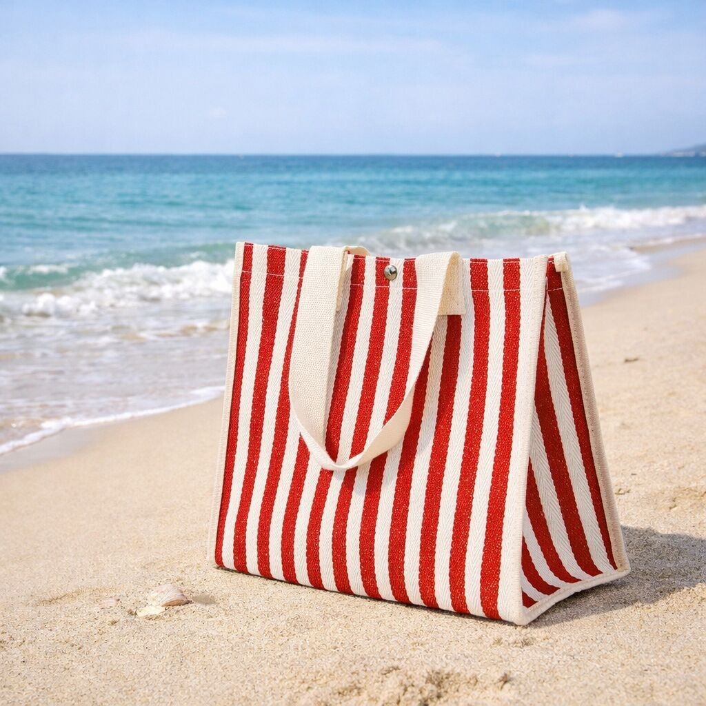 Précommande - Sac d'été Rouge à rayures - plage - Livraison à partir du 01/04/2026