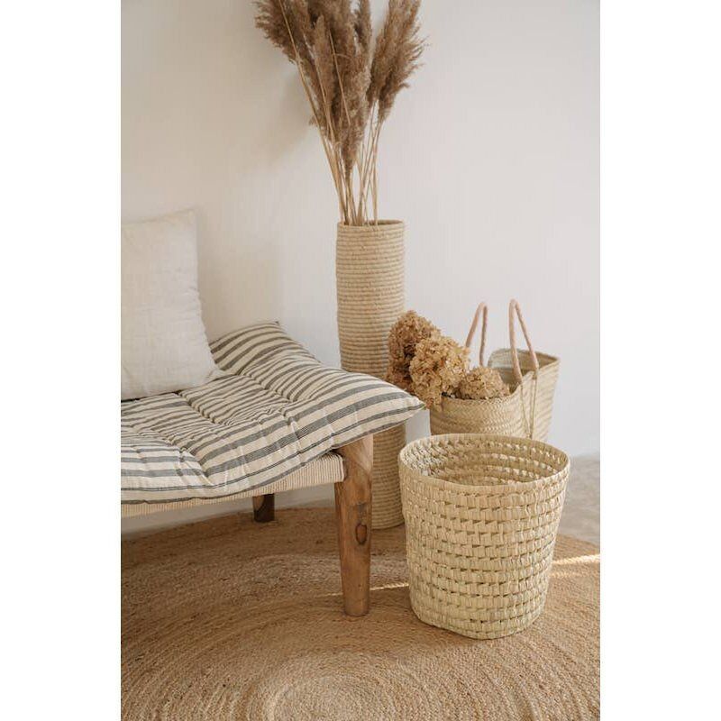 Handwoven Round Palm Leaf Basket – Versatile Moroccan Storage & Decor