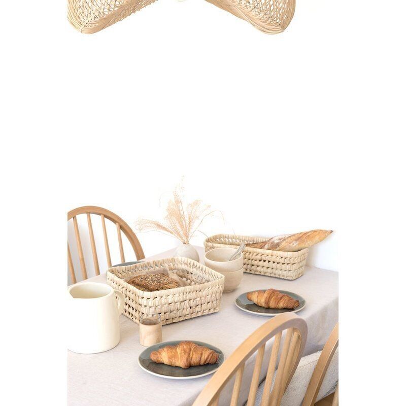 Rectangular Open-Weave Palm Leaf Basket – Handwoven Moroccan