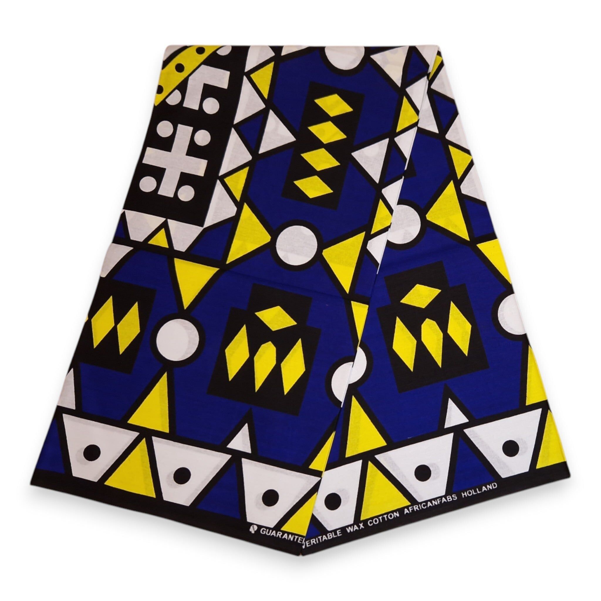 6 yards - Tissu imprimé africain - Samakaka / Samacaca bleu et jaune (Angola) - 100 % coton