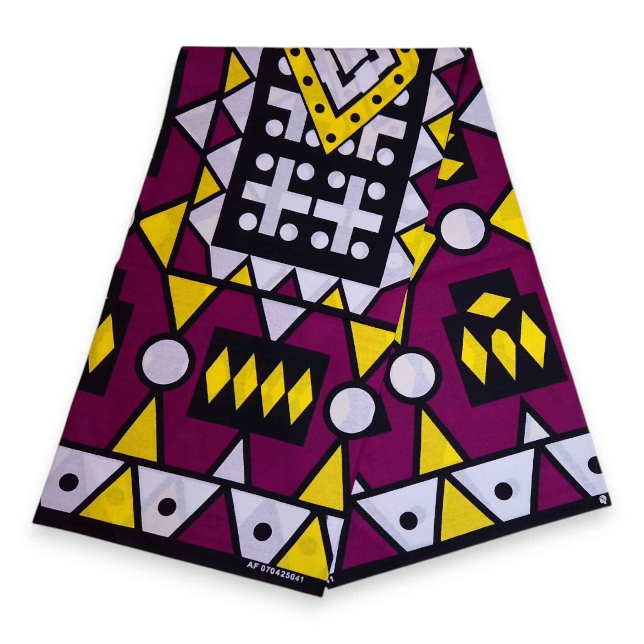 6 yards - Tissu imprimé africain - Samakaka / Samacaca violet et jaune (Angola) - 100 % coton