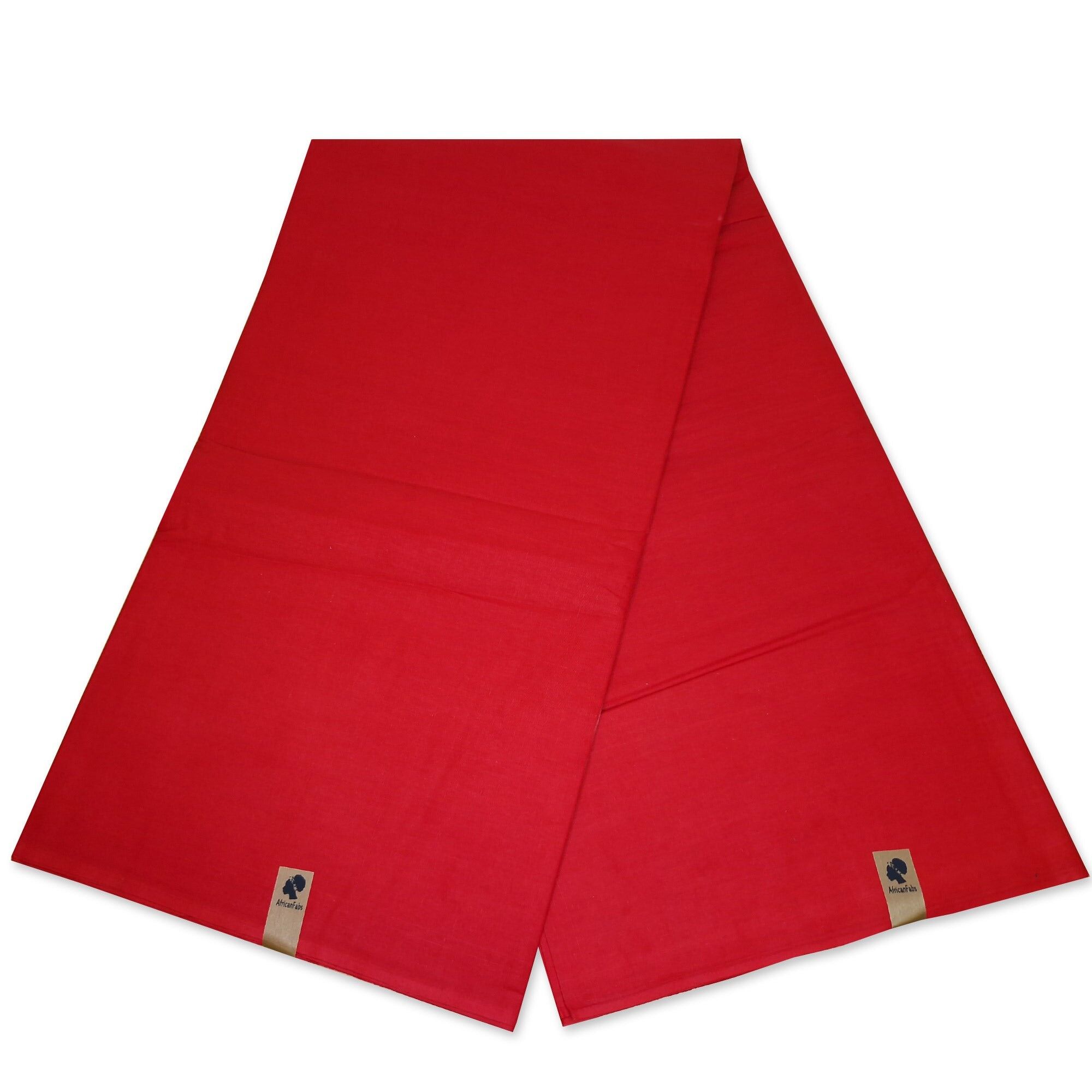 6 yards - Tissu rouge uni - Couleur rouge unie - 100 % coton