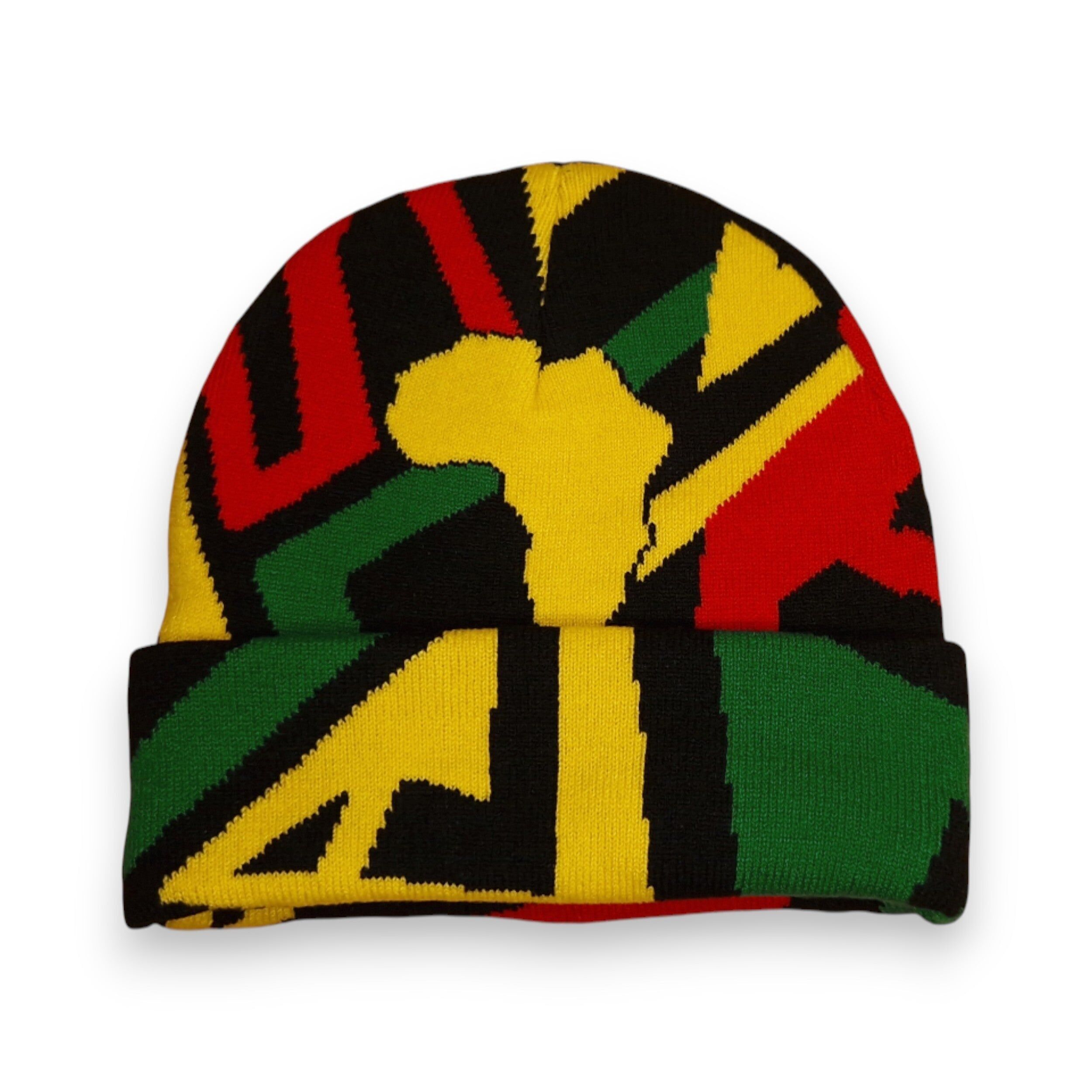 Bonnet à imprimé africain / Chapeau d'hiver - Vert Jaune Rouge Pan Africa