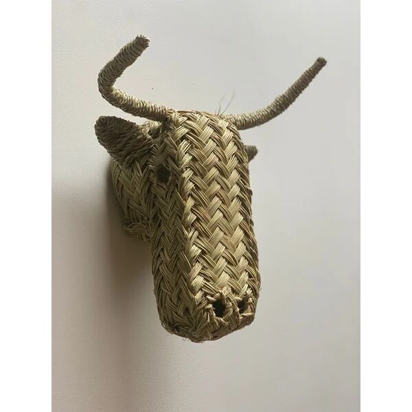 Cabeza de animal de ratán Tauro - Decoración de pared de toro tejida a mano