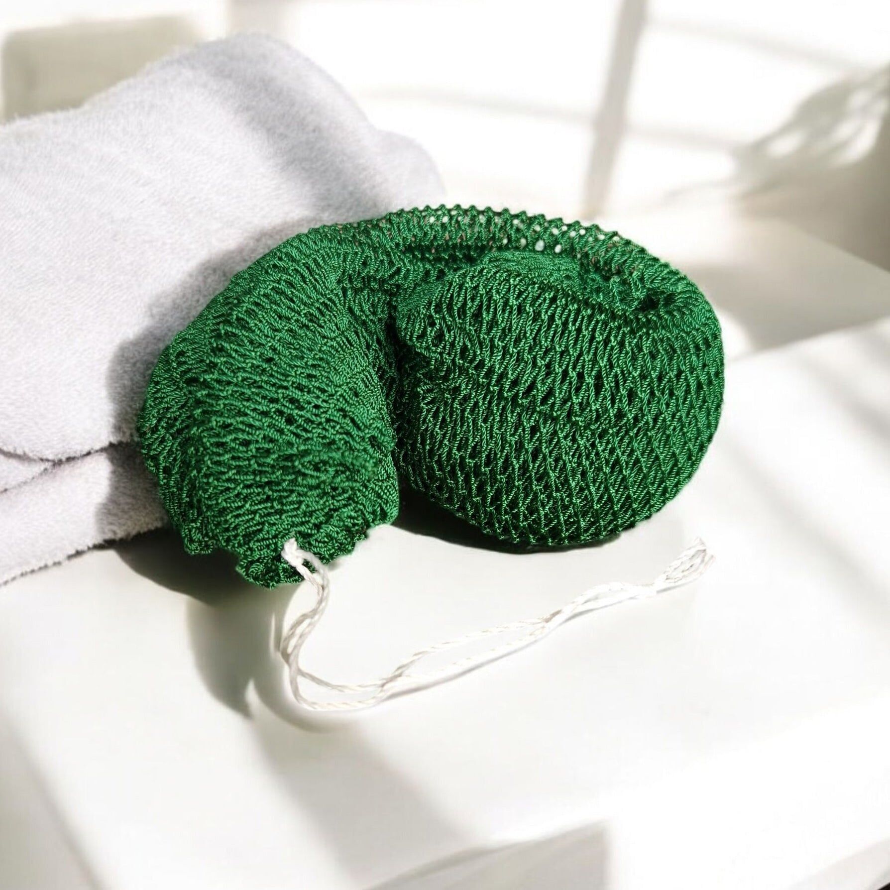 Lot de 5 éponges en filet africain / filet exfoliant africain / éponge Sapo - Vertes