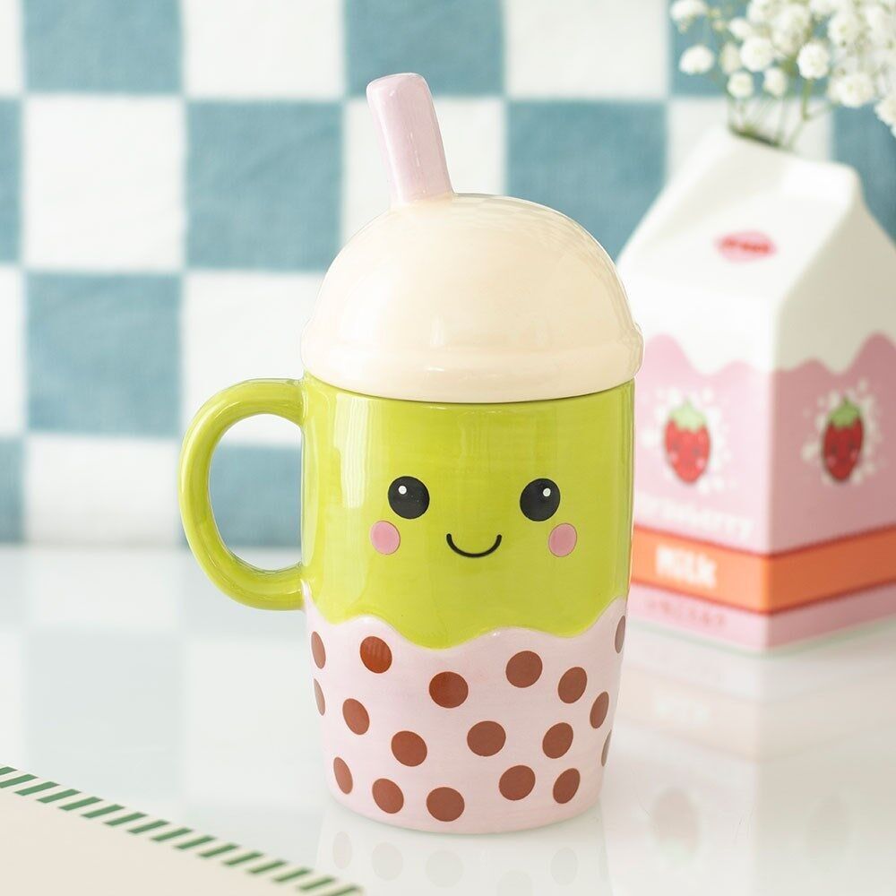 Kawaii Bubble Tea Becher mit Deckel