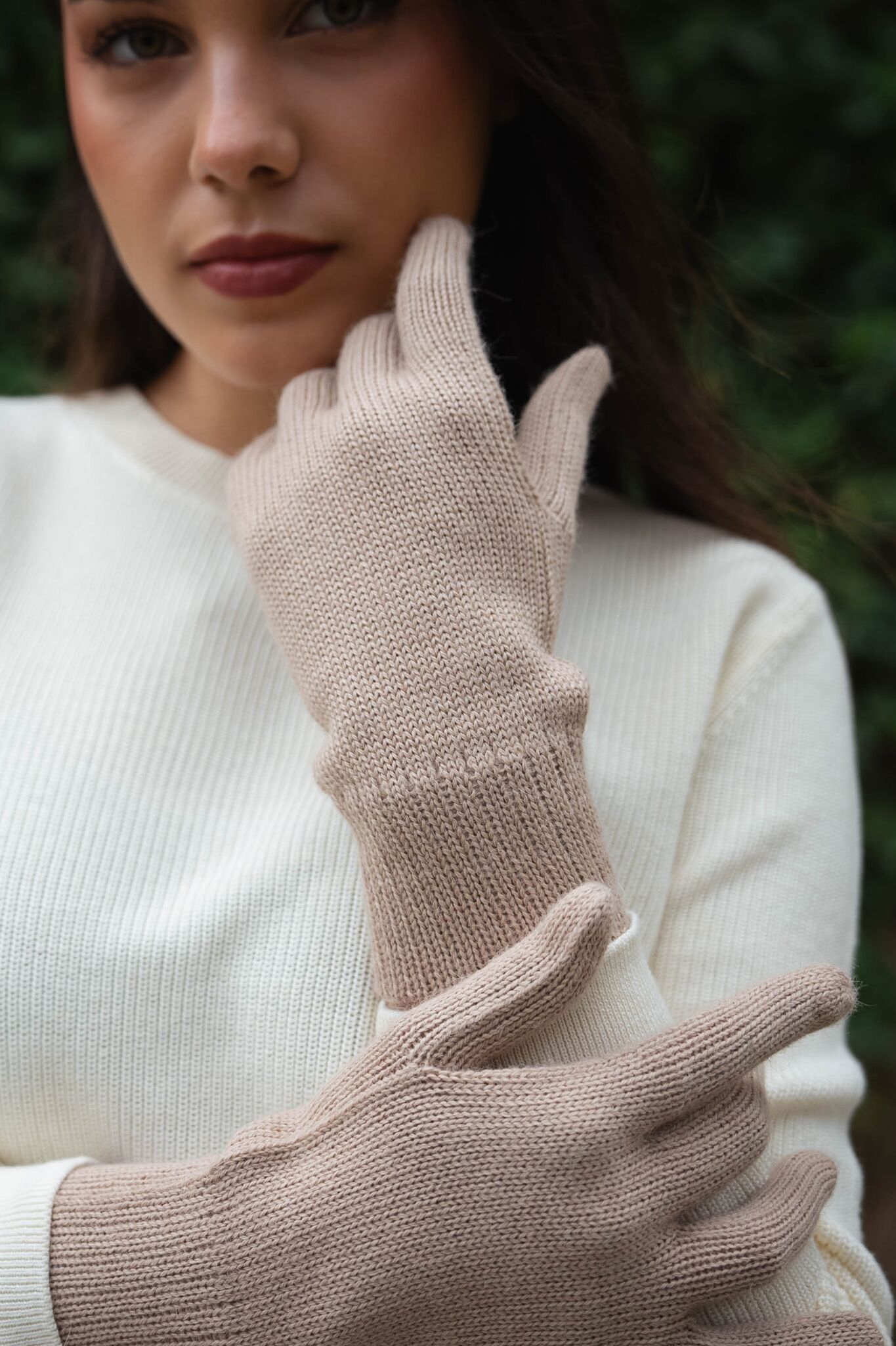 Beige Handschuhe - 100% Baby-Alpaka (Einheitsgröße)