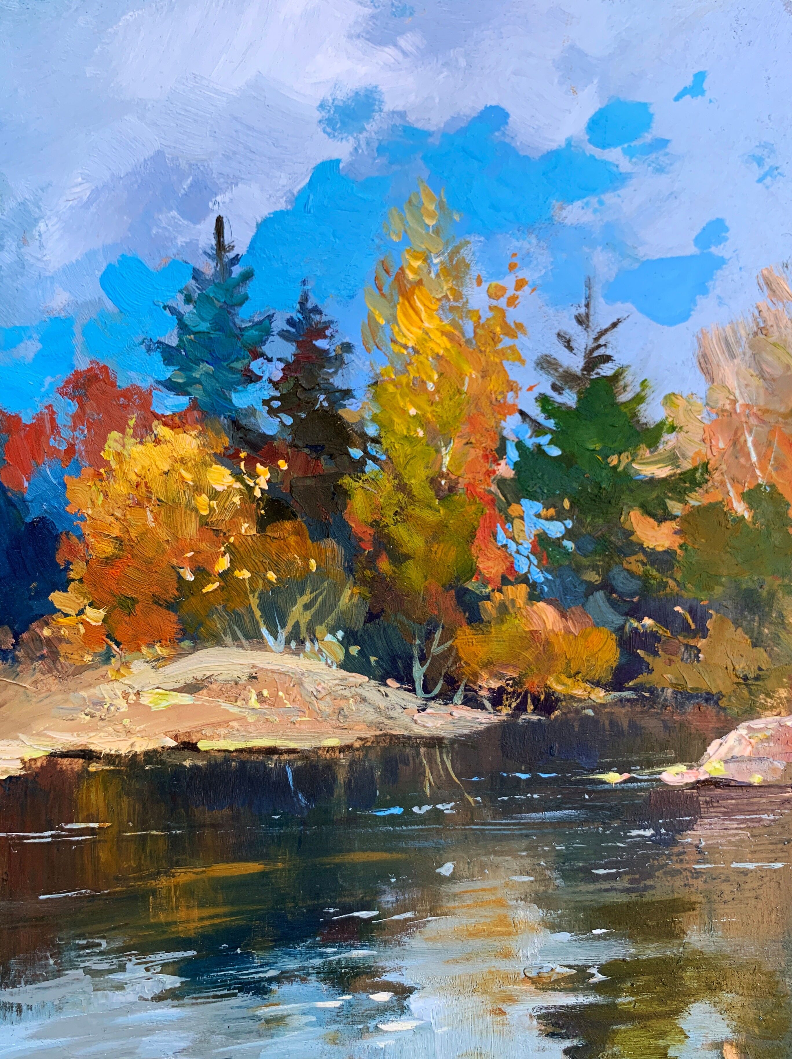 Dipinto ad olio Arriva l'autunno Yuriy Suprunchuk 19x15cm