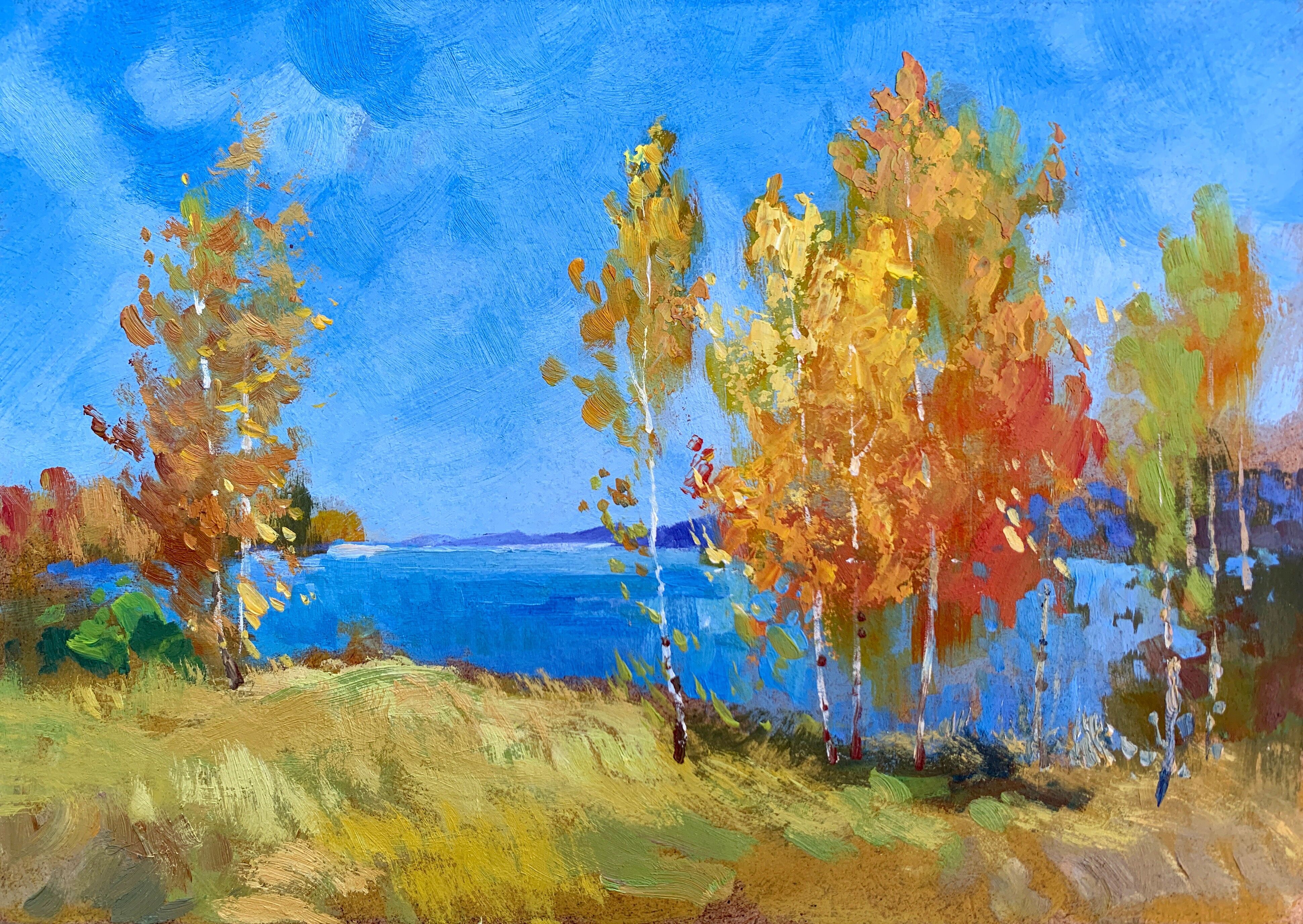 Dipinto ad olio Primo mattino d'autunno Yuriy Suprunchuk 21x29cm