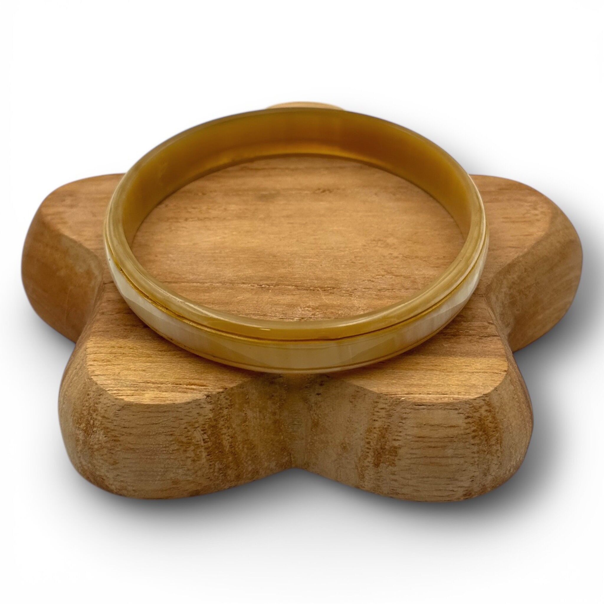 Bracciale in corno di bufalo naturale e giallo C87