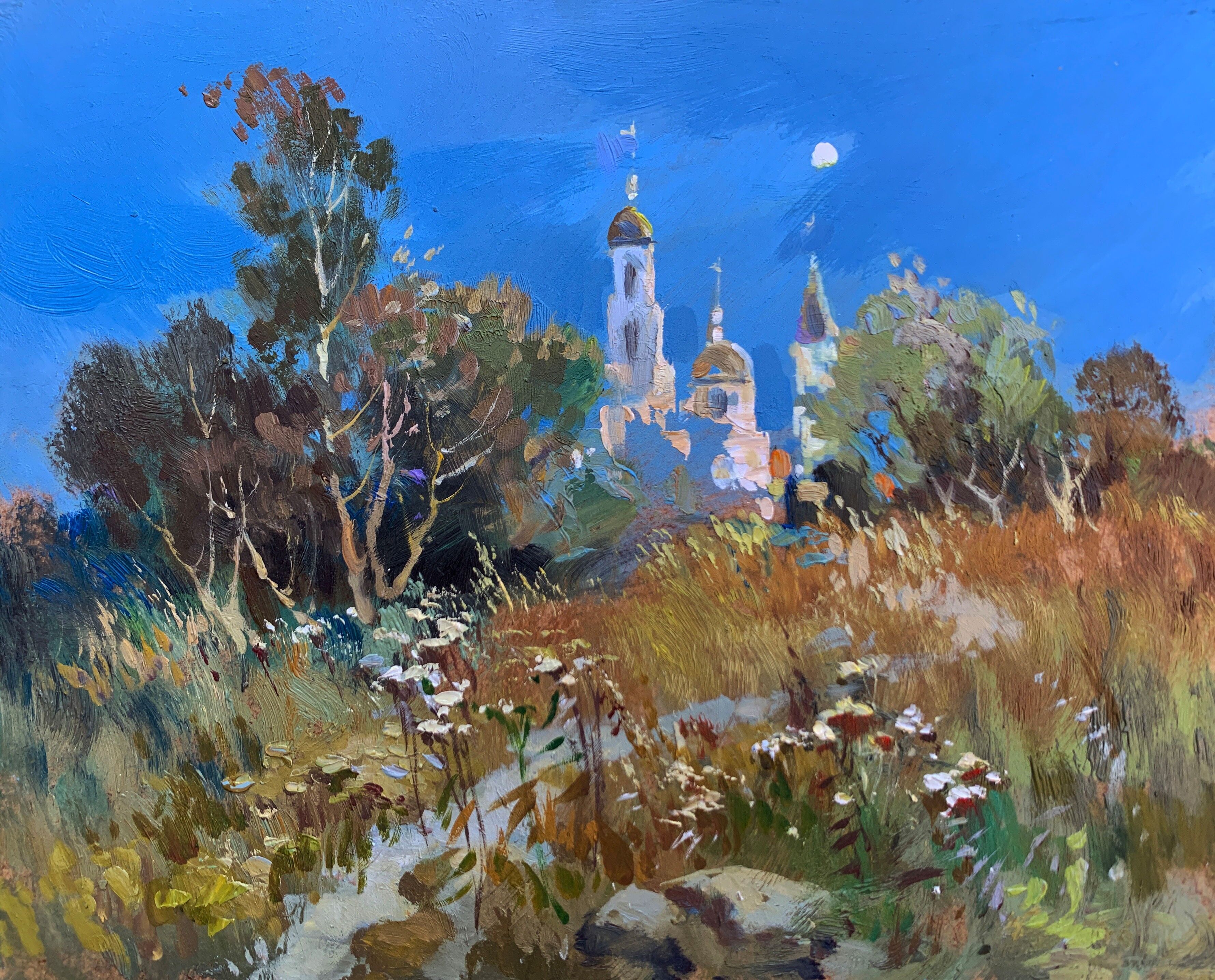 Dipinto ad olio La luce della luna illumina Yuriy Suprunchuk 20x24cm