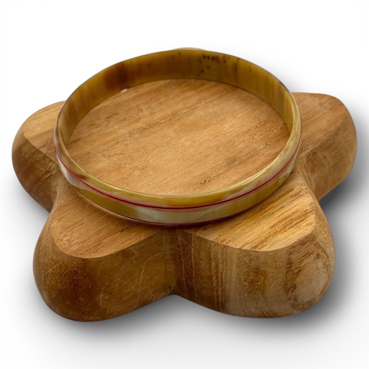 Bracciale in corno di bufalo naturale e rosso-arancio C88