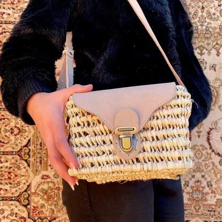 Handmade Woven Moroccan Basket Bag – Available with Leather