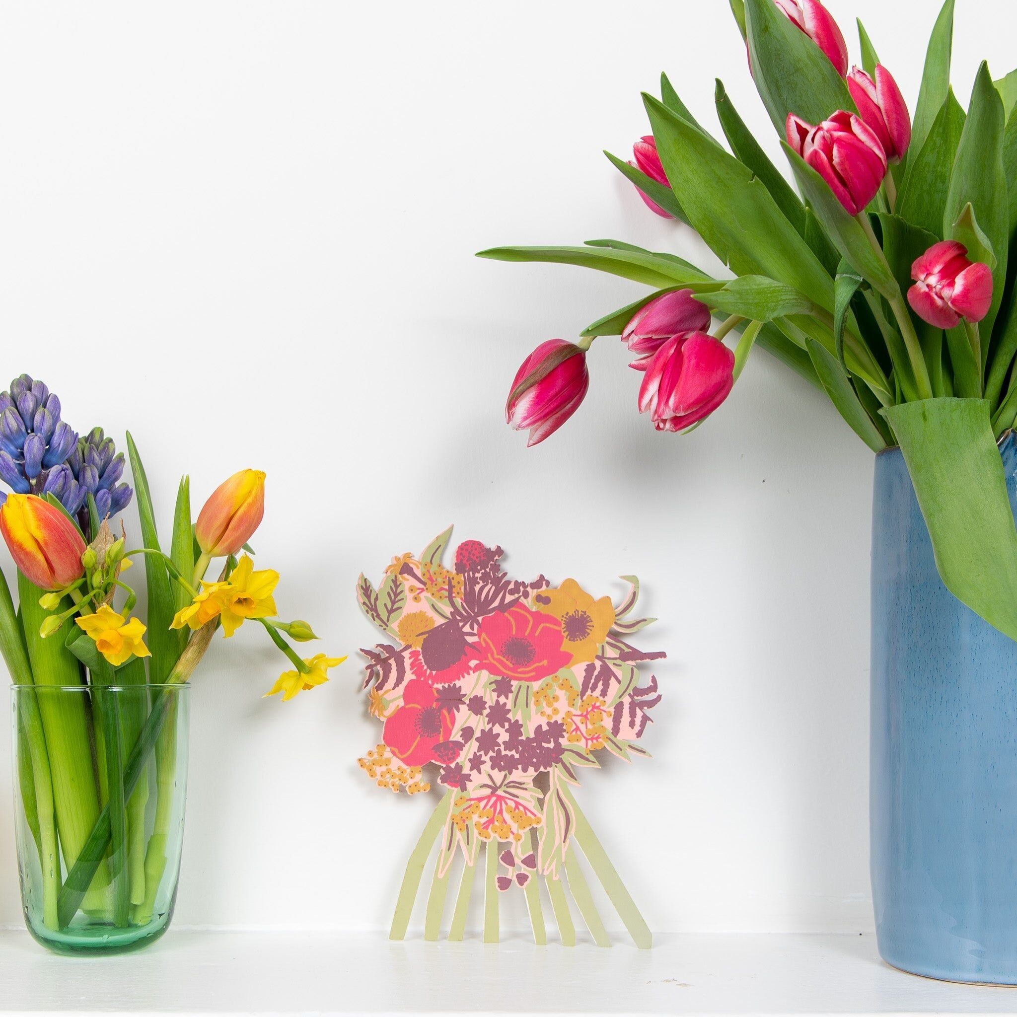 Carte de vœux rose pivoine