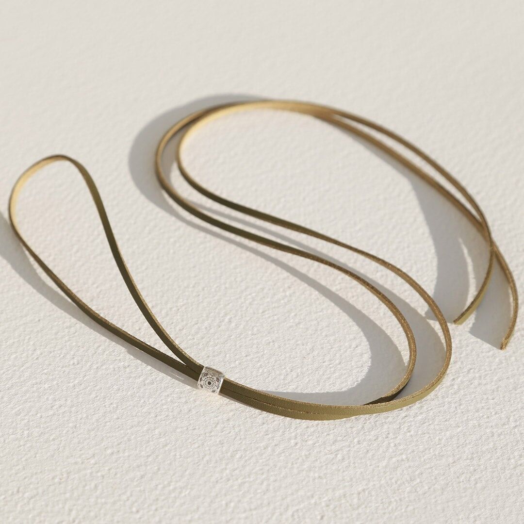 Choker Navajo olive silver