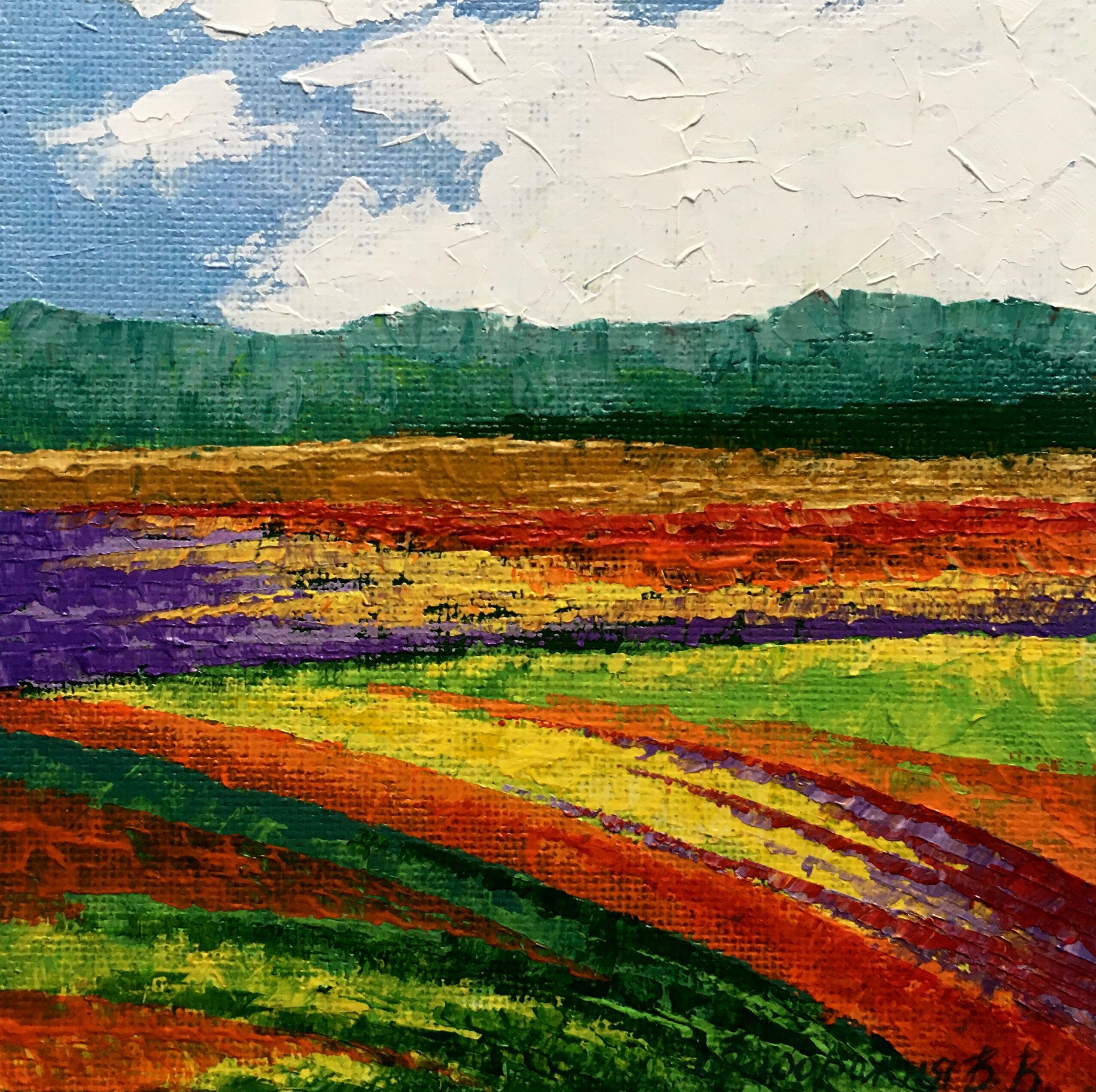 Pintura al óleo Después de la lluvia Zadorozhnya Vita 20x20cm