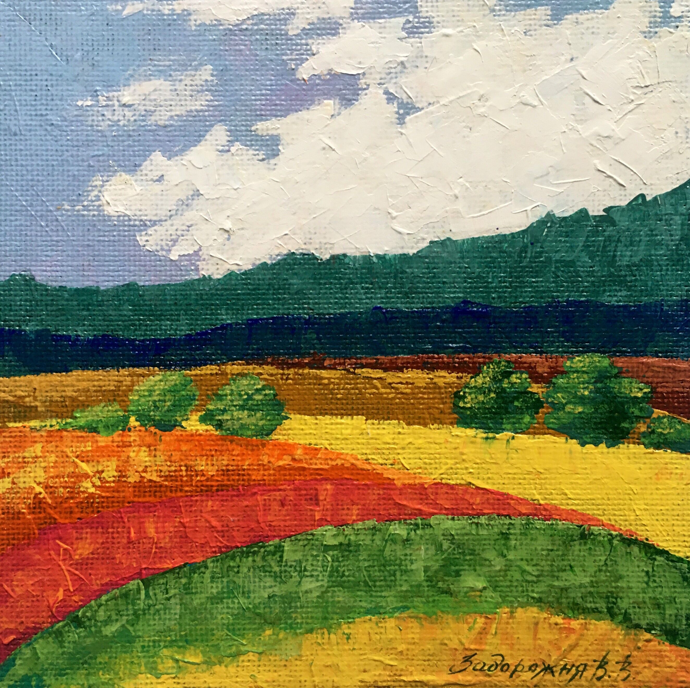 Dipinto ad olio Campo dorato Zadorozhnya Vita 20x20cm