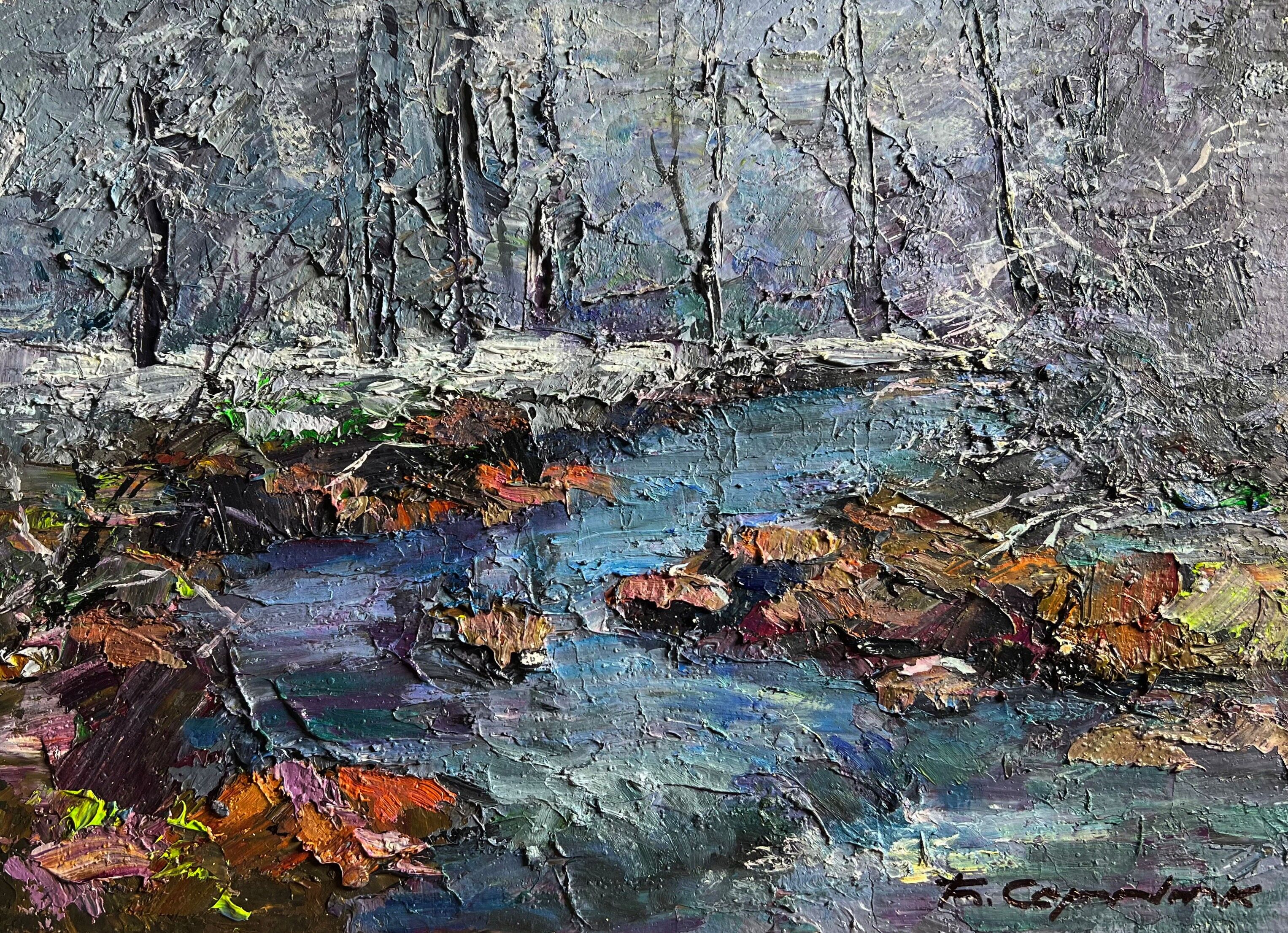 Dipinto ad olio Inverno magico Boris Serdyuk 21x29cm