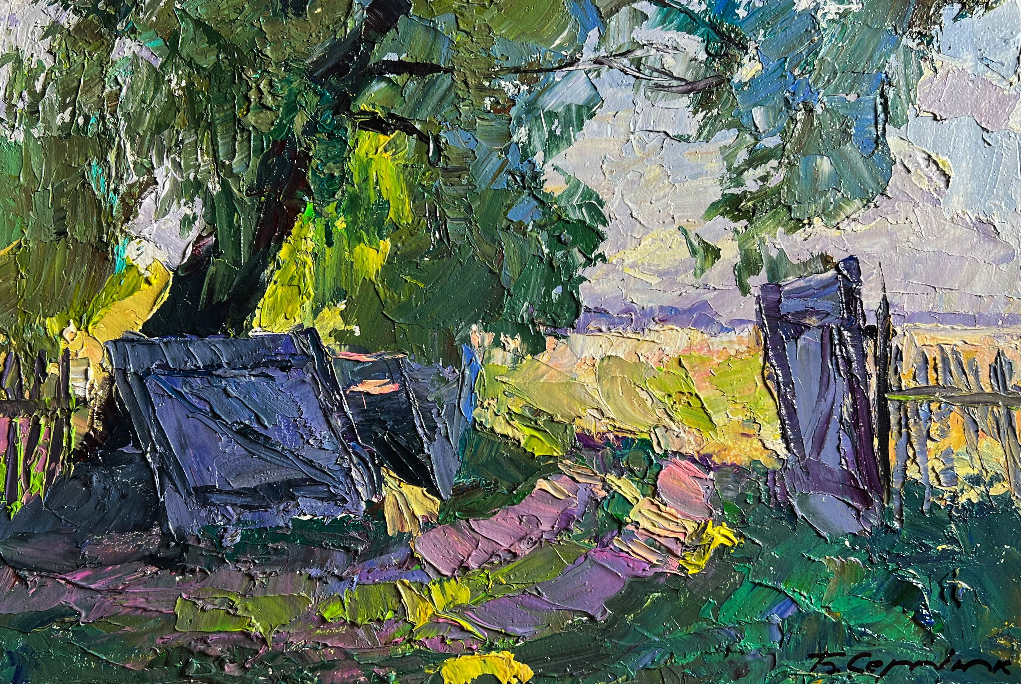 Dipinto ad olio L'inizio di una giornata estiva Boris Serdyuk 20x30cm