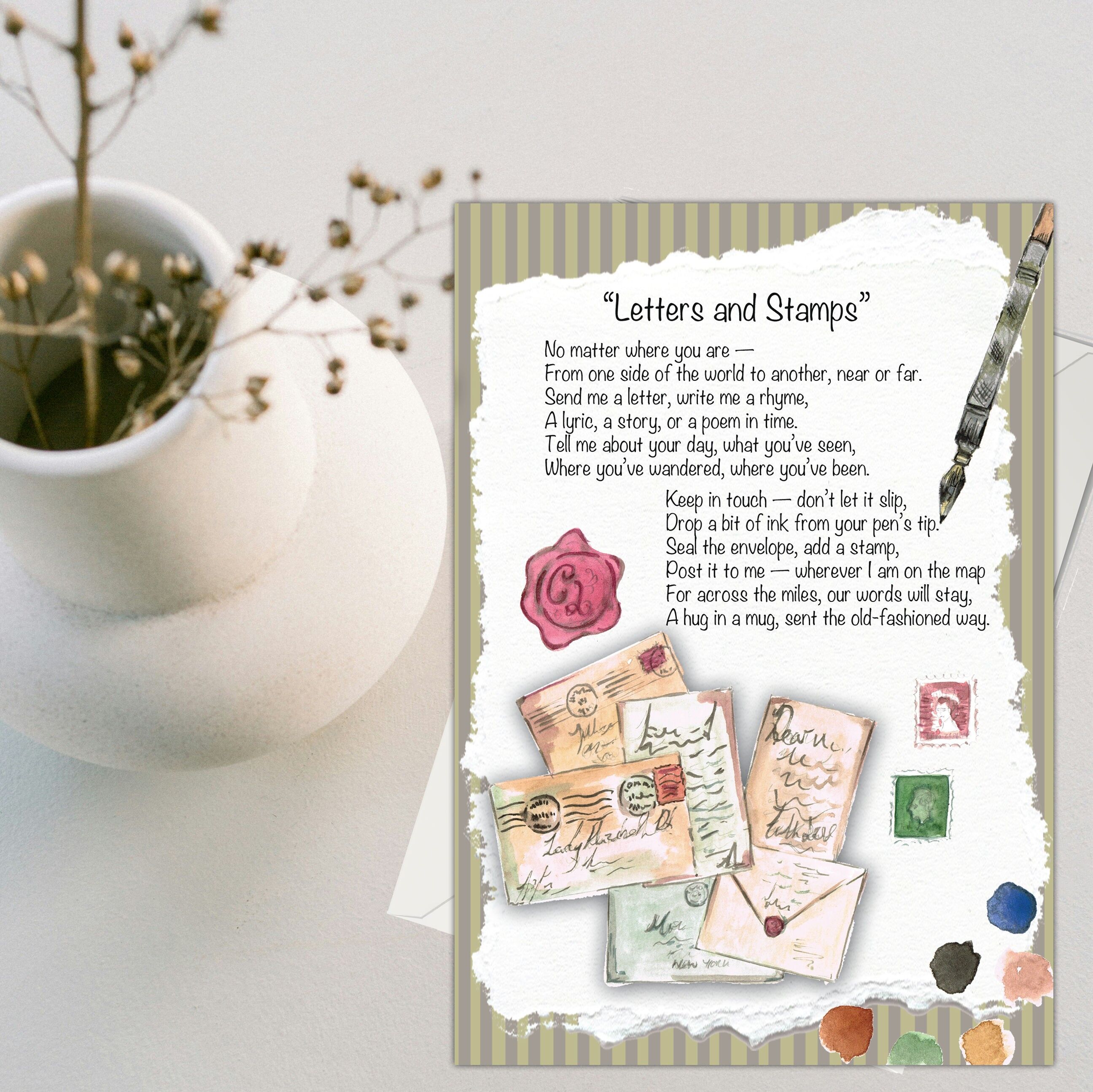 Carte de vœux Lettres et Timbres (120 x 170)