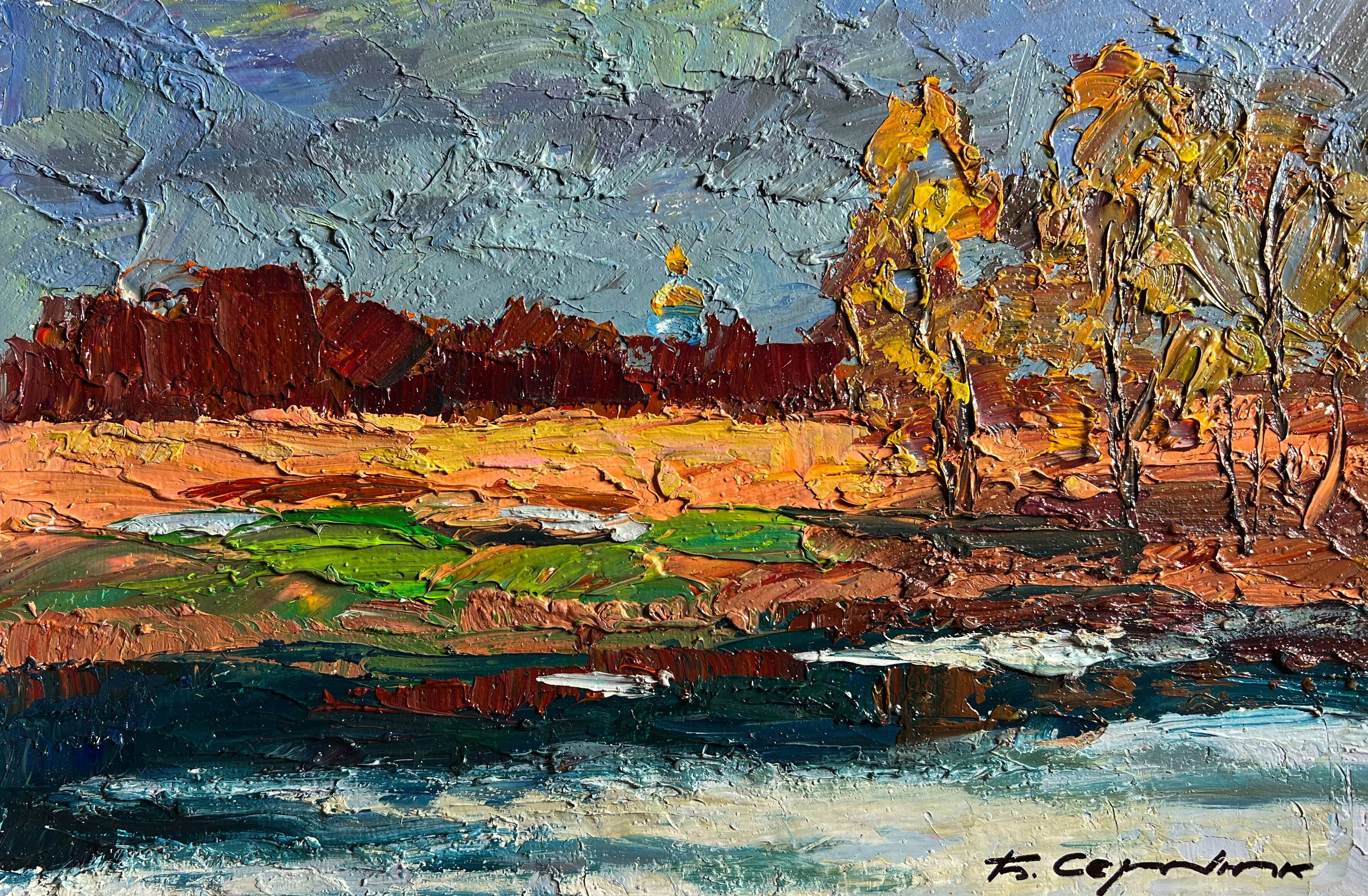 Dipinto a olio È una brutta giornata Boris Serdyuk 20x30cm