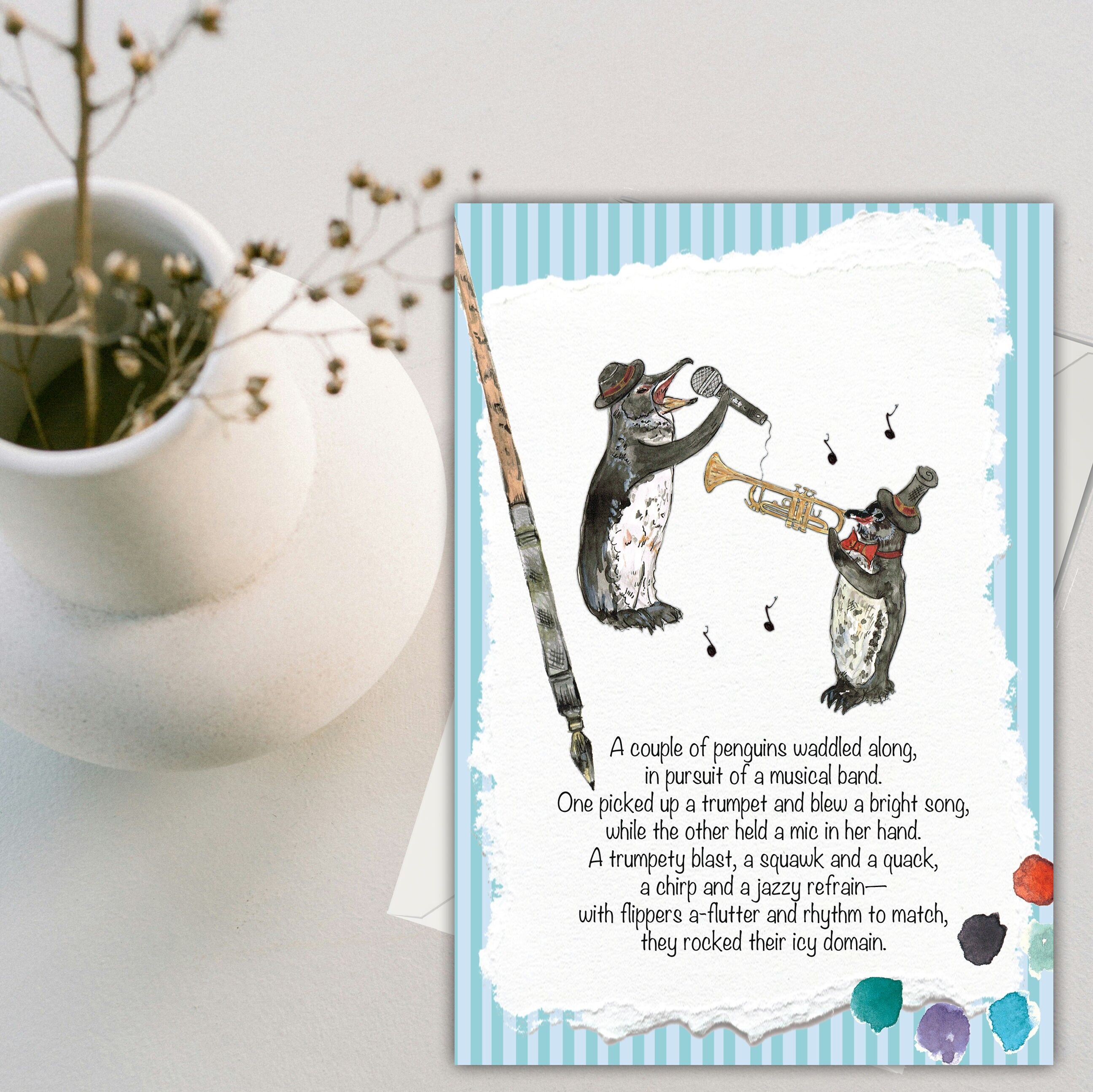 Carte de vœux Duo de pingouins (120 x 170)