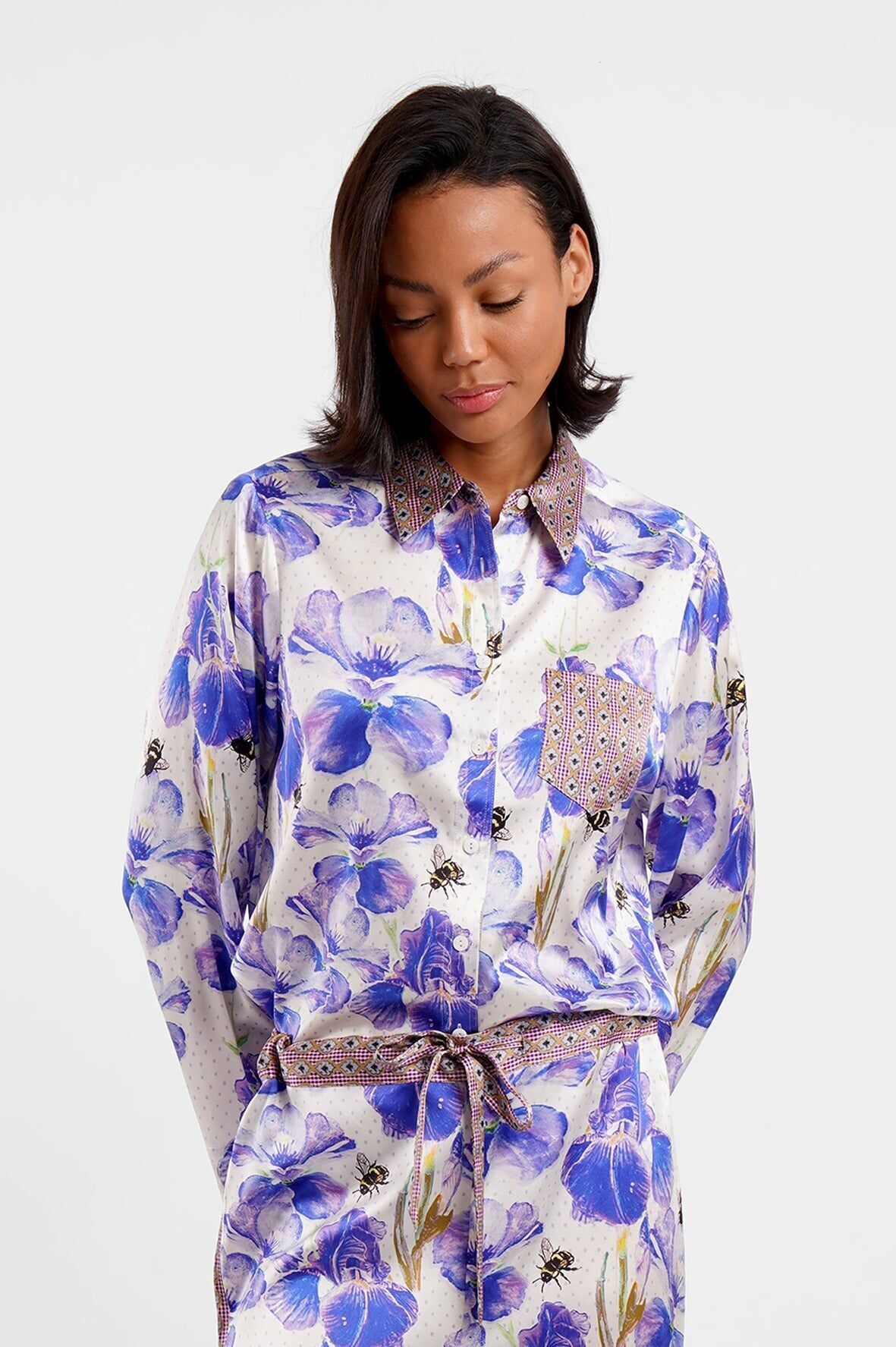 Haut de pyjama à manches longues / "Abeilles dans le jardin"