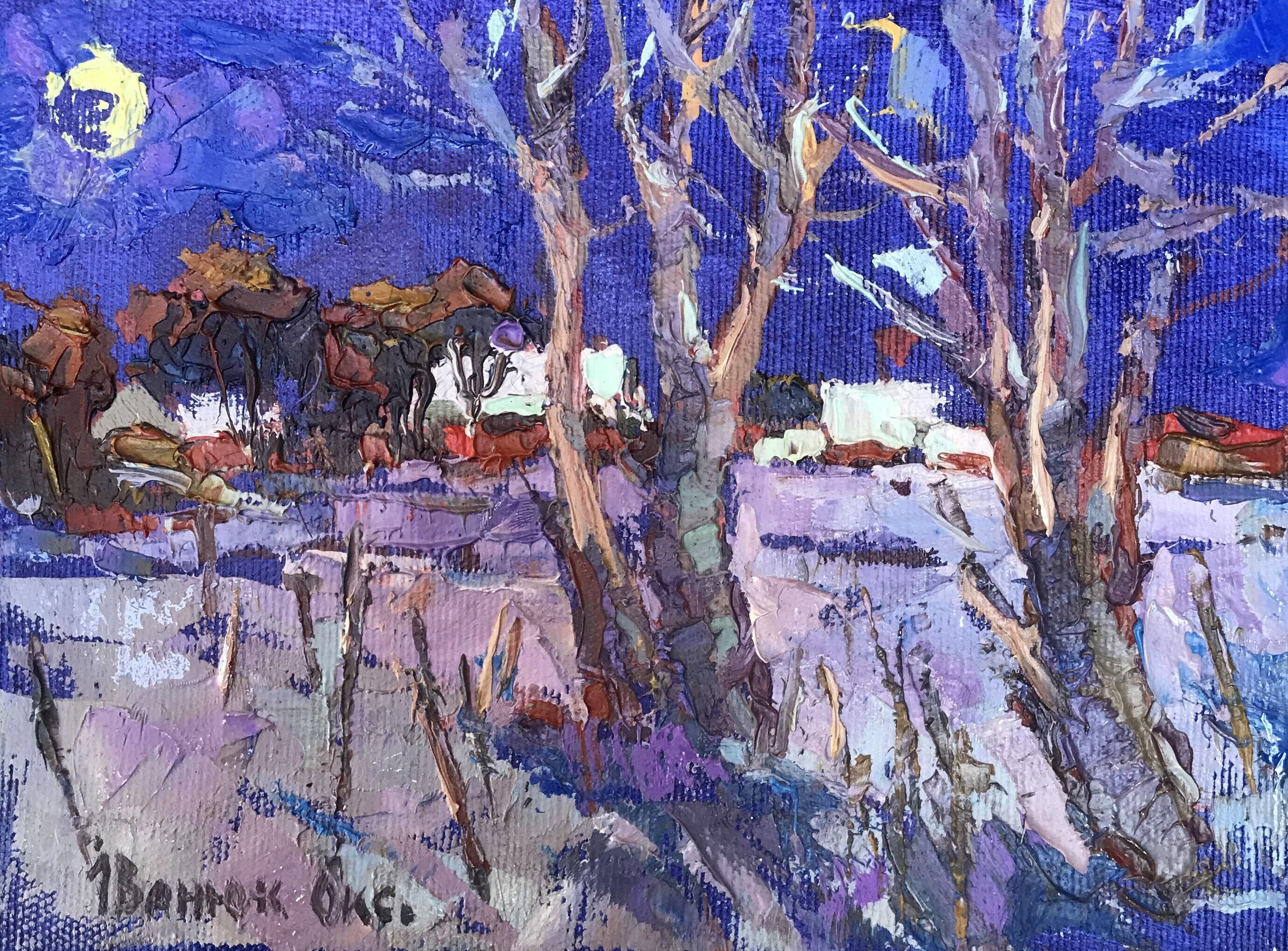 Dipinto ad olio Notte di luna Oksana Ivanyuk 15x20cm