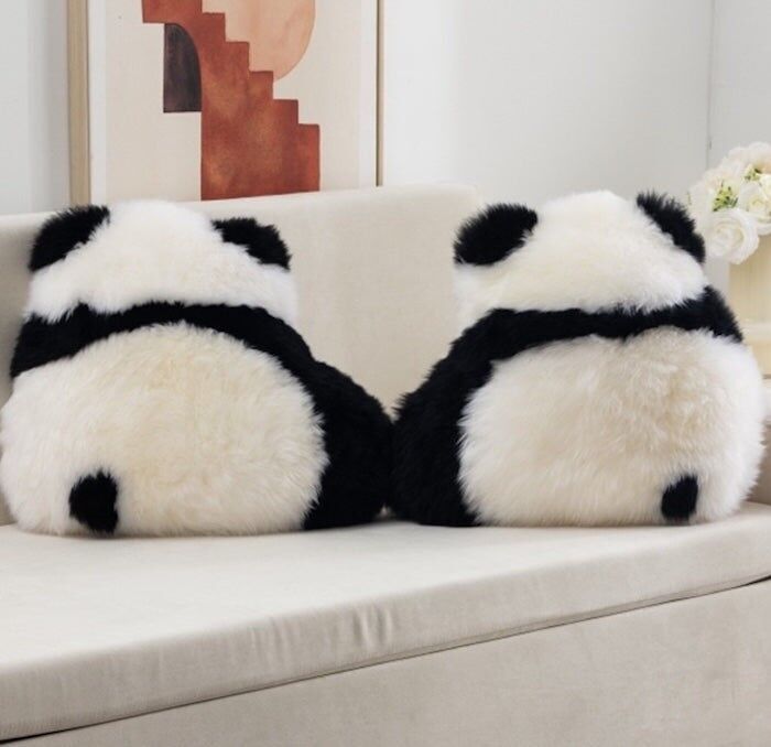 Cuscino soffice a forma di panda – Lana naturale